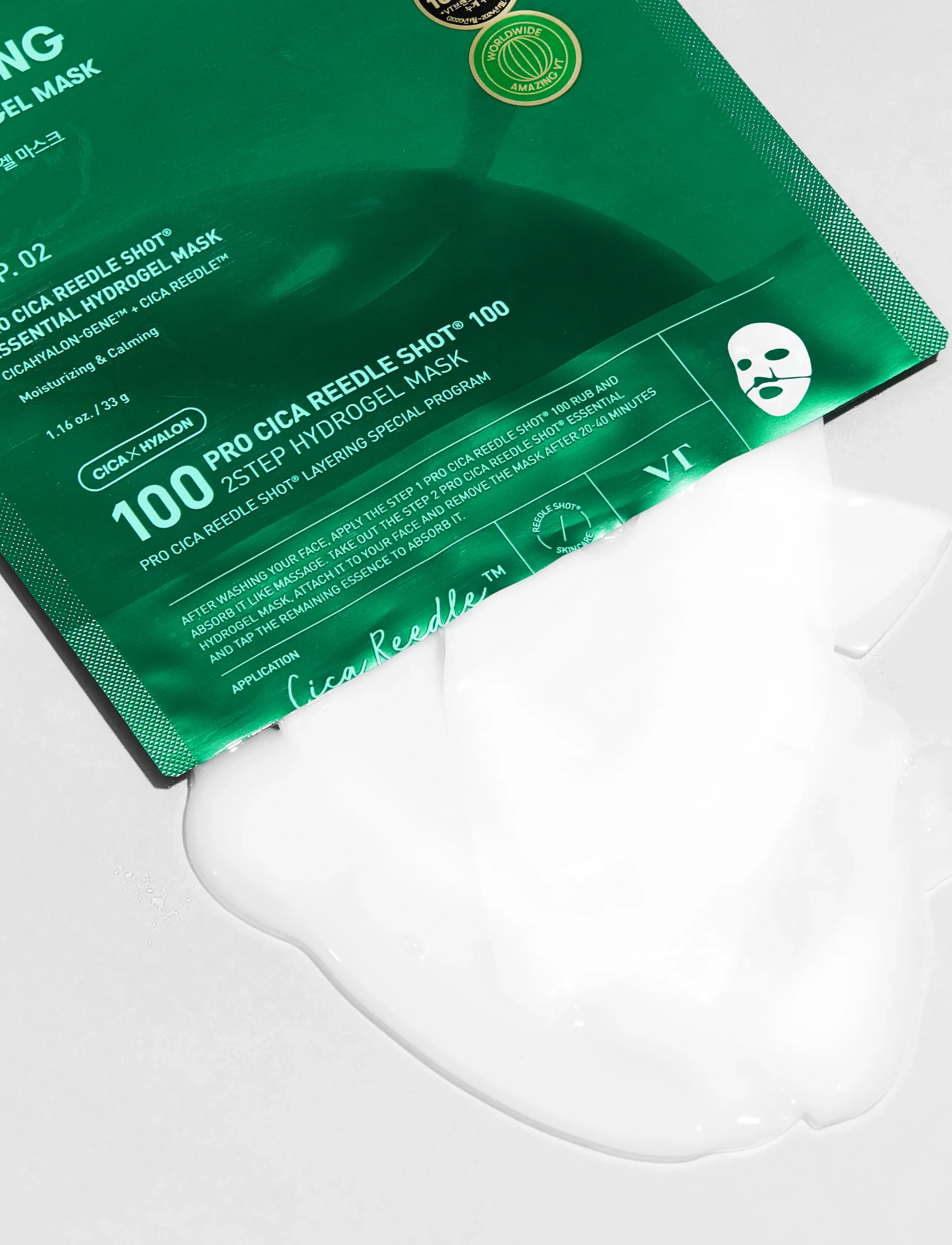 VT Cosmetics Pro Cica Reedle Shot 100 2Step Hydrogel Mask, 1 EA, Masks, Nackt - Sheetmask, Beauty