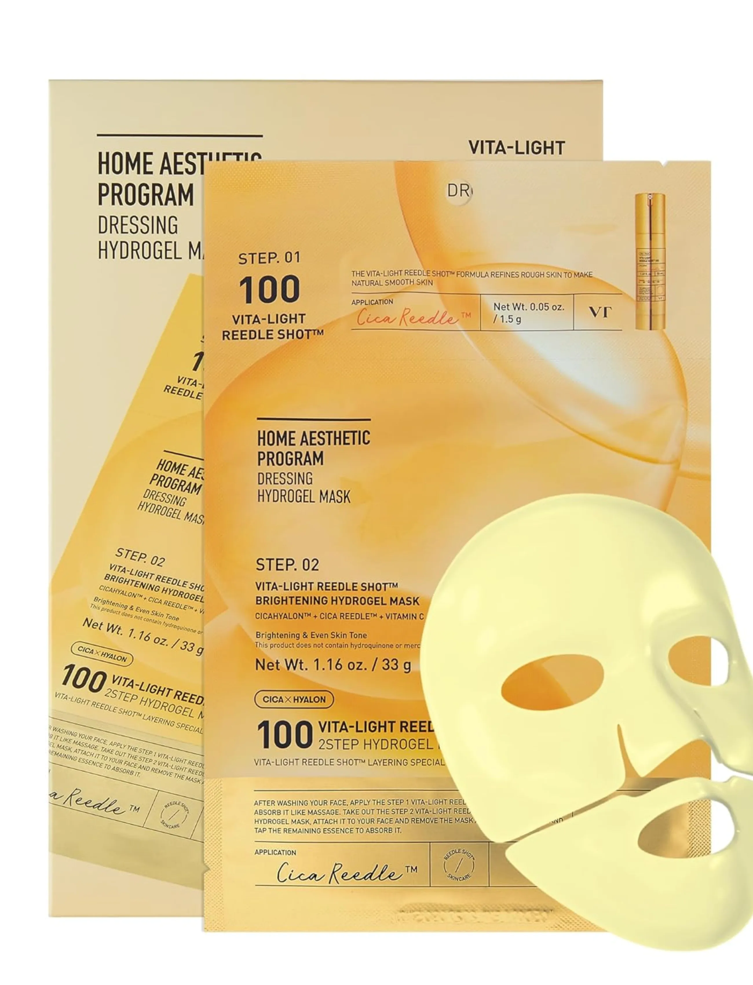 VT Cosmetics - Vita-Light Reedle Shot 100 2-Step Hydrogel Mask - sheet masks - clear - 2