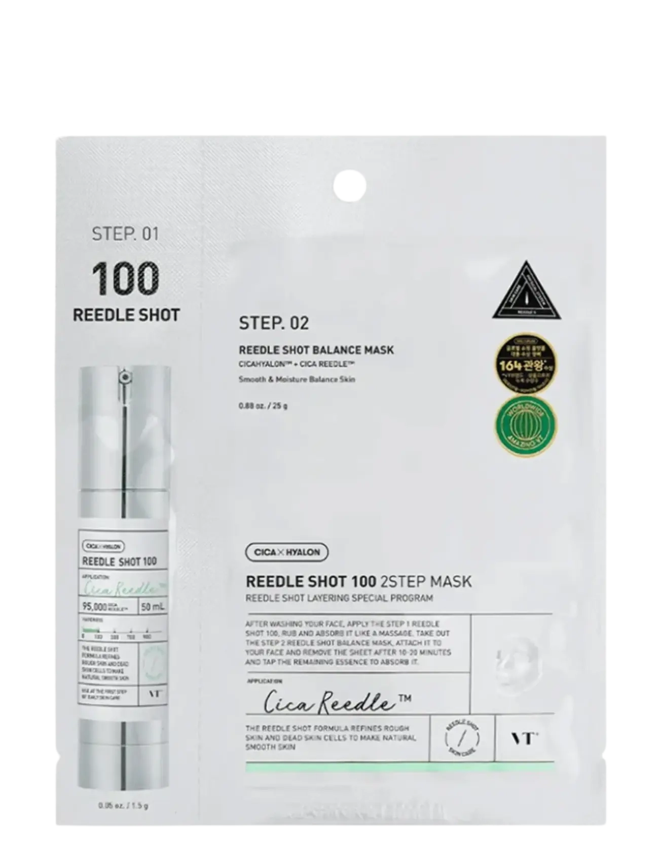 VT Cosmetics Mild Reedle Shot 100 2-Step Mask, Sheetmaske, Nude, Str: 1 PC