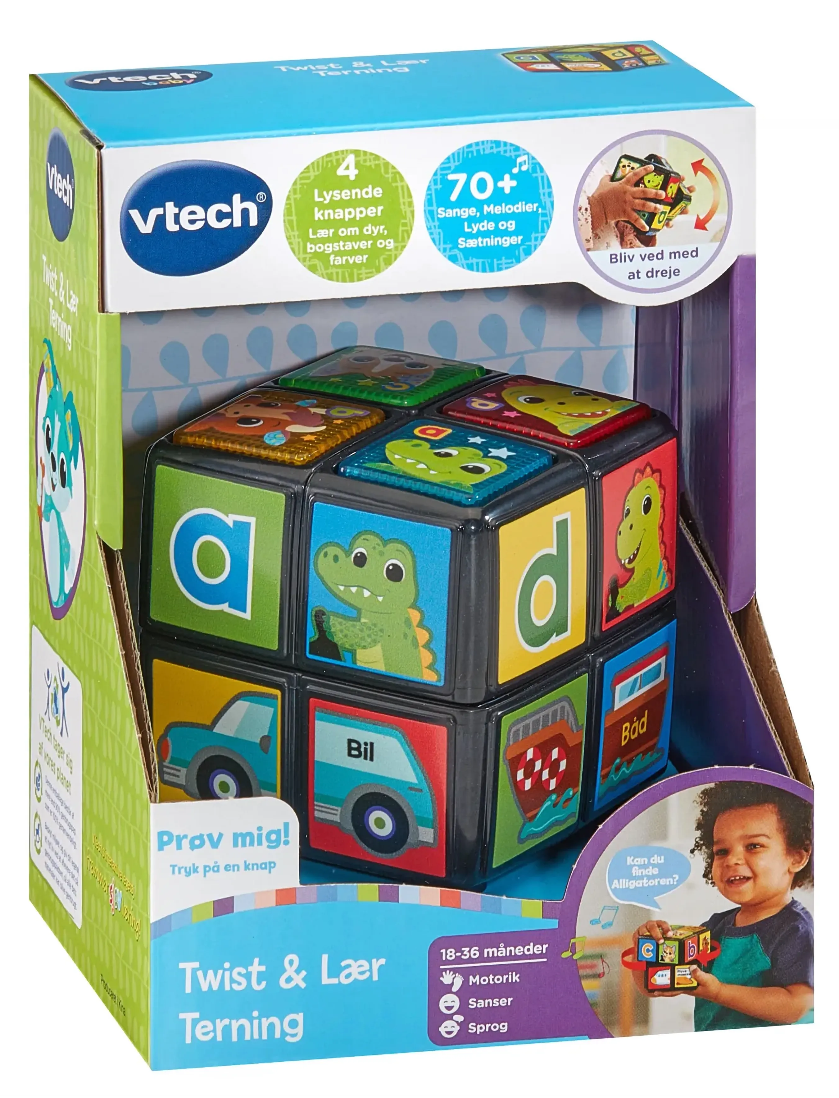 Vtech Vtech Twist & Teach Animal Cube Dk, DANISH, Multi/patterned, Educational Legetøj > Interactive Legetøj, Børn