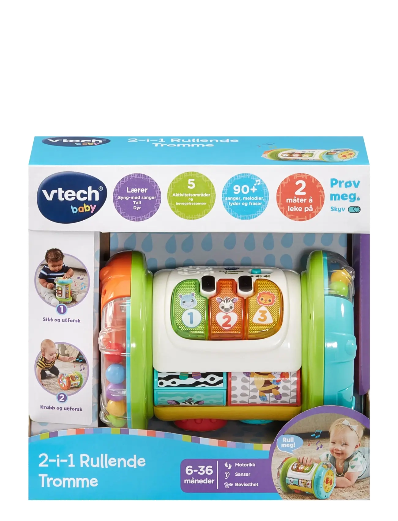Vtech - Vtech 2- In 1 Rolling Explorer Drum NO - interaktivt legetøj - multi - 1