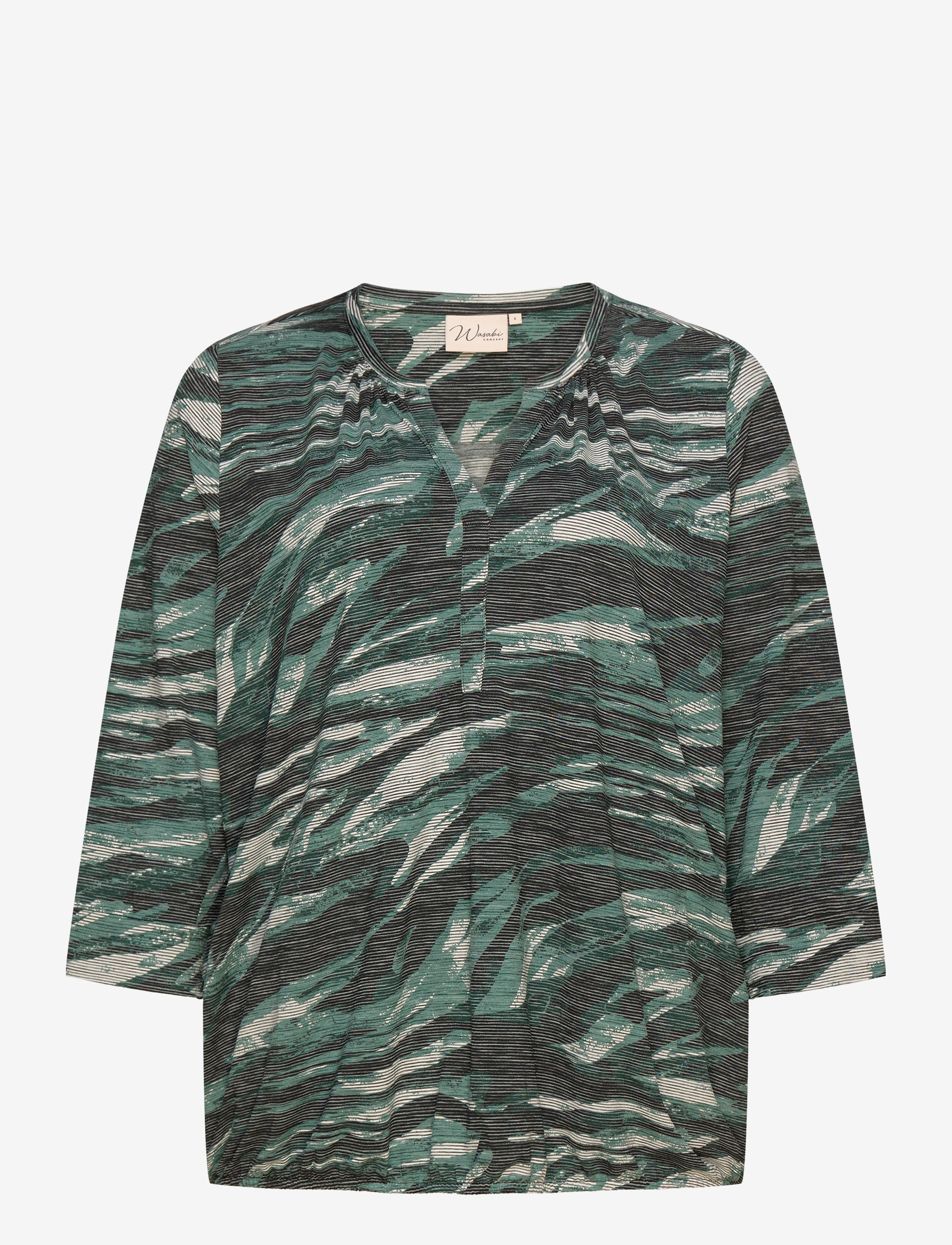 Wasabiconcept - WA-SARINA - langærmede bluser - shady green combi - 1