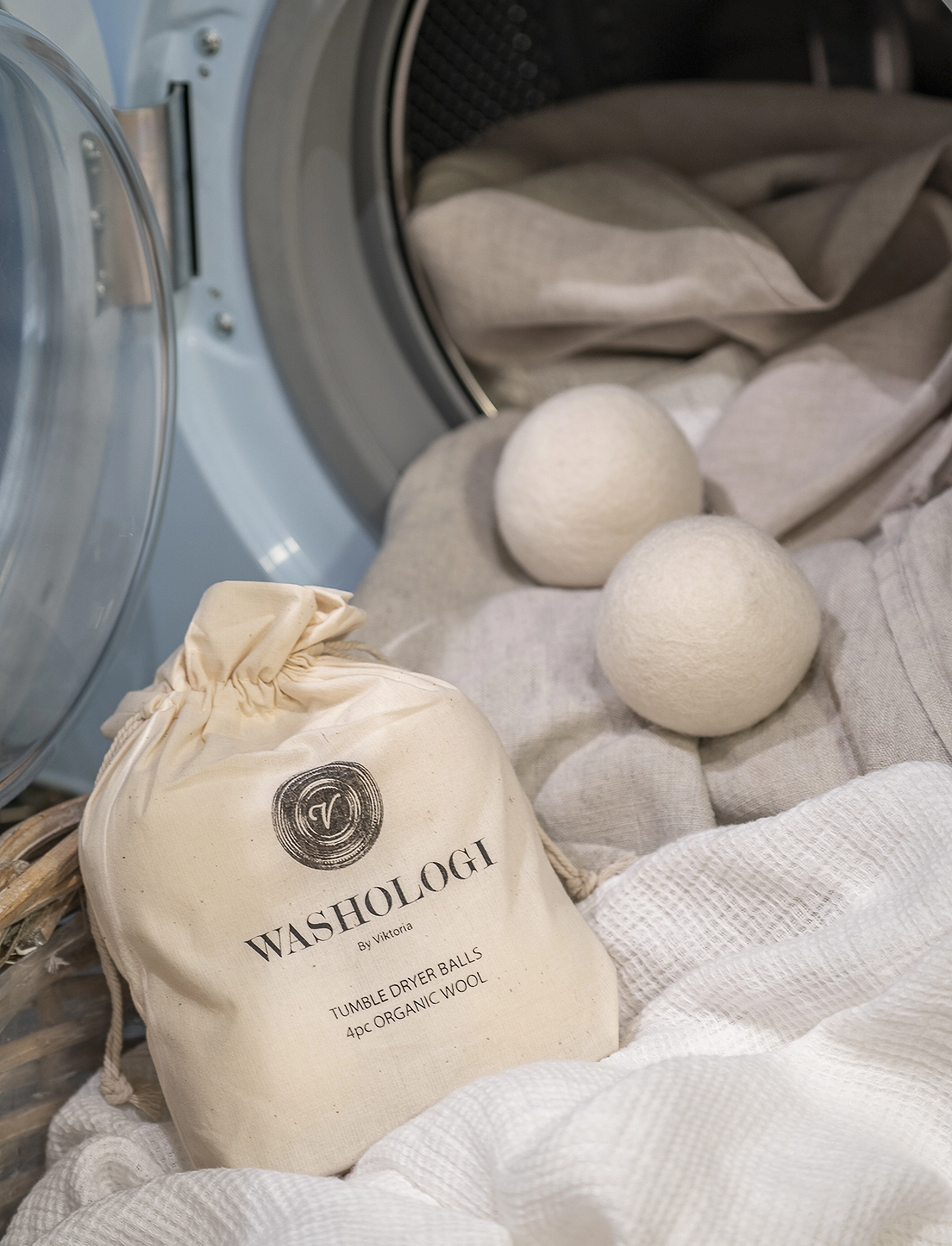 Washologi - Organic Tumble Dryer Balls - tvätt - natural - 2