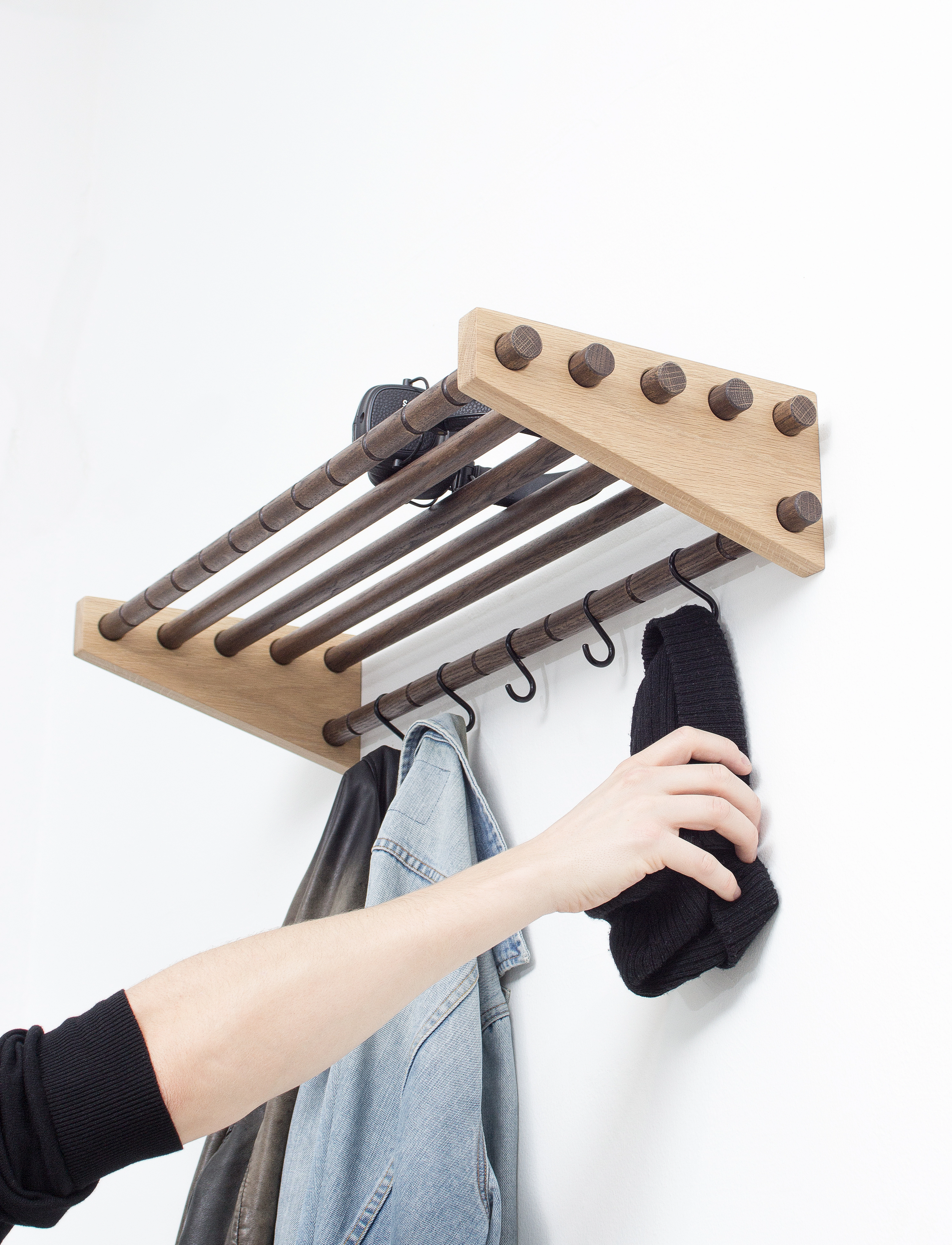 We Do Wood - Moodrack hat shelf - jakkekroker & stativ - oak - 5