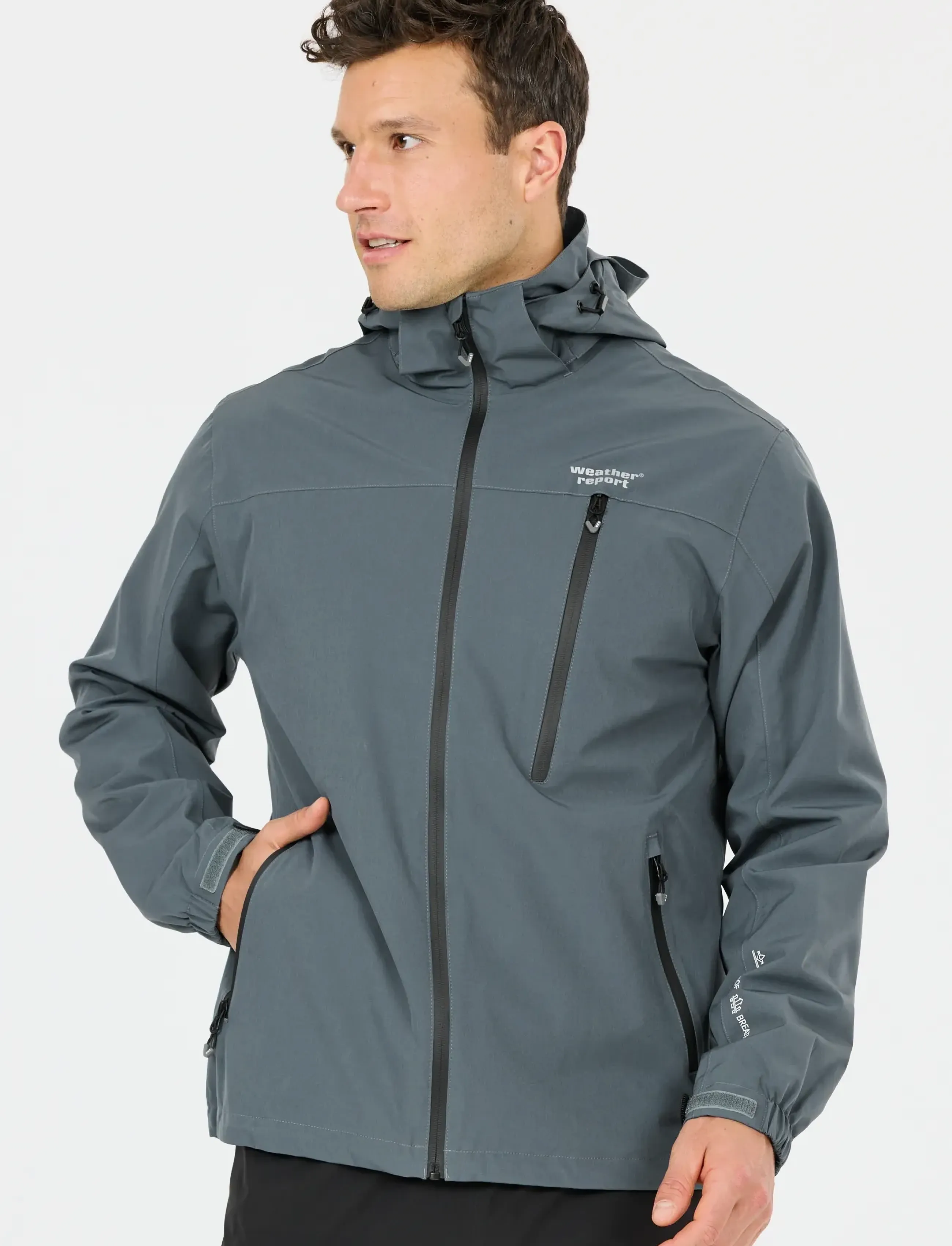 Weather Report Delton M Awg Jacket W-Pro 15000, XL, Rainwear, Grau - Rain Coats, Männerswear