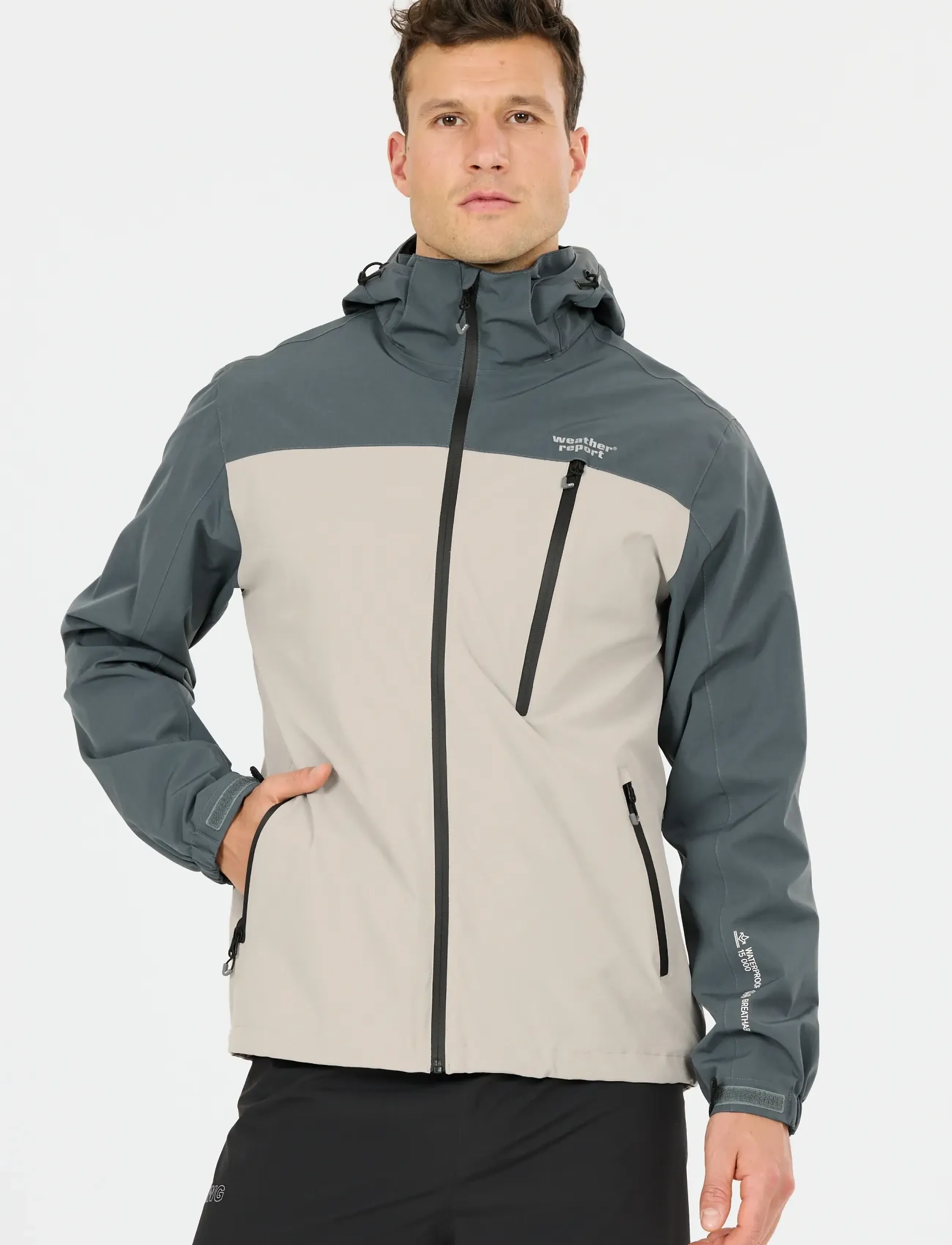Weather Report Delton M Awg Jacket W-Pro 15000, L, Rainwear, Mehrfarbig/gemustert - Rain Coats, Männerswear