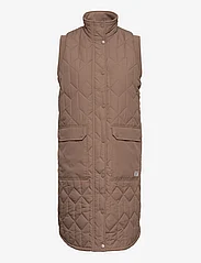 Weather Report - Beah W Long Quilted Vest - quilted vests - pine bark - 0