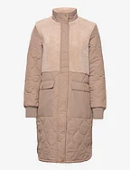 Hollie W Long Quilted Jacket - PINE BARK