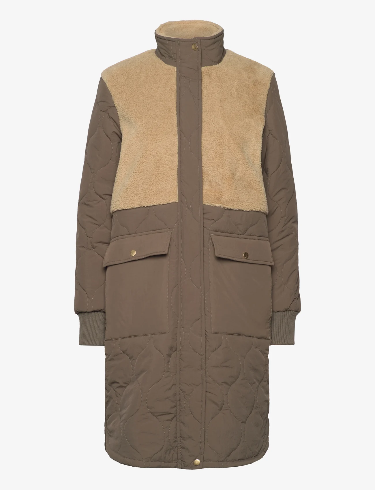 Weather Report - Hollie W Long Quilted Jacket - spring jackets - travertine - 0