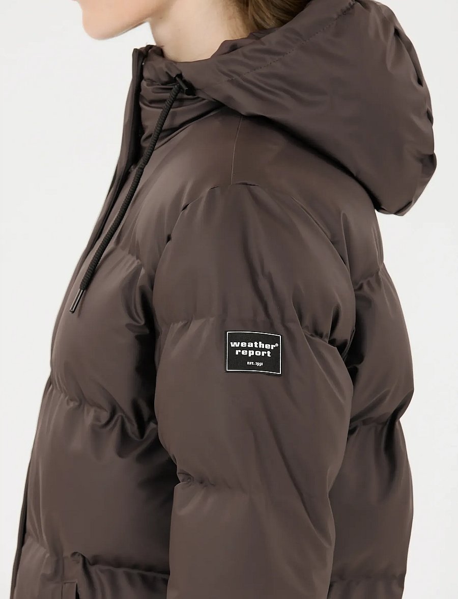 Weather Report - Audrey W Long PU Puffer Jacket W-Pr - espresso - 3