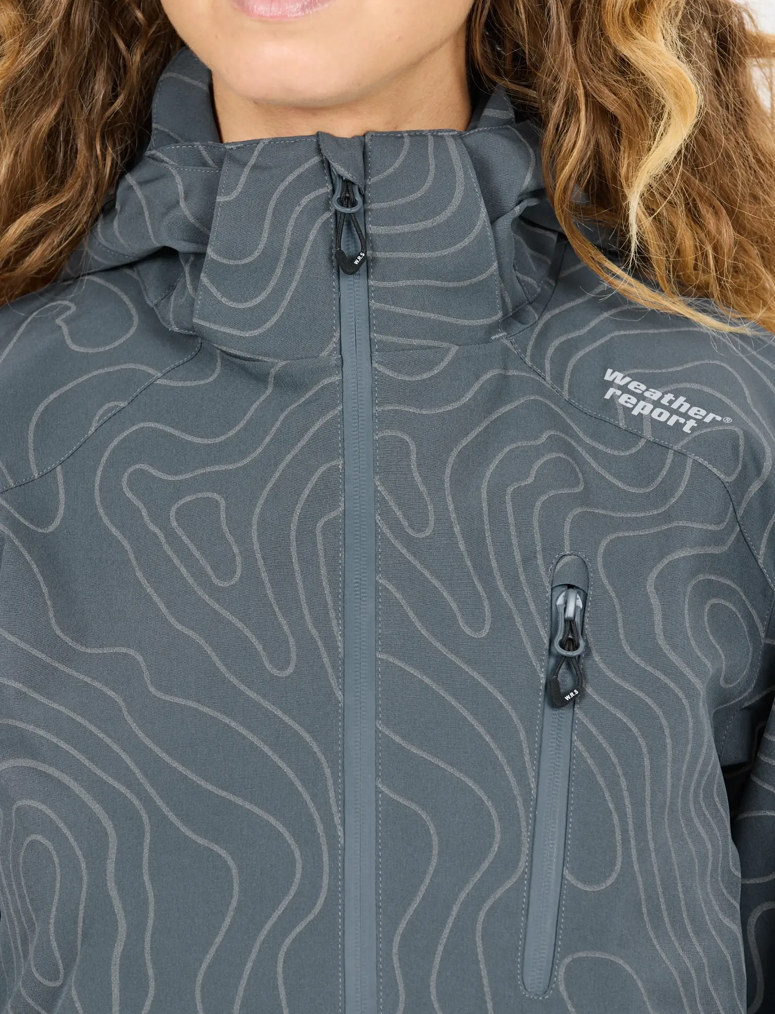 Weather Report Camelia W Aop Awg Jacket W-Pro 1500, 46, Sport Rainwear, Grau - Raincoats, Frauen