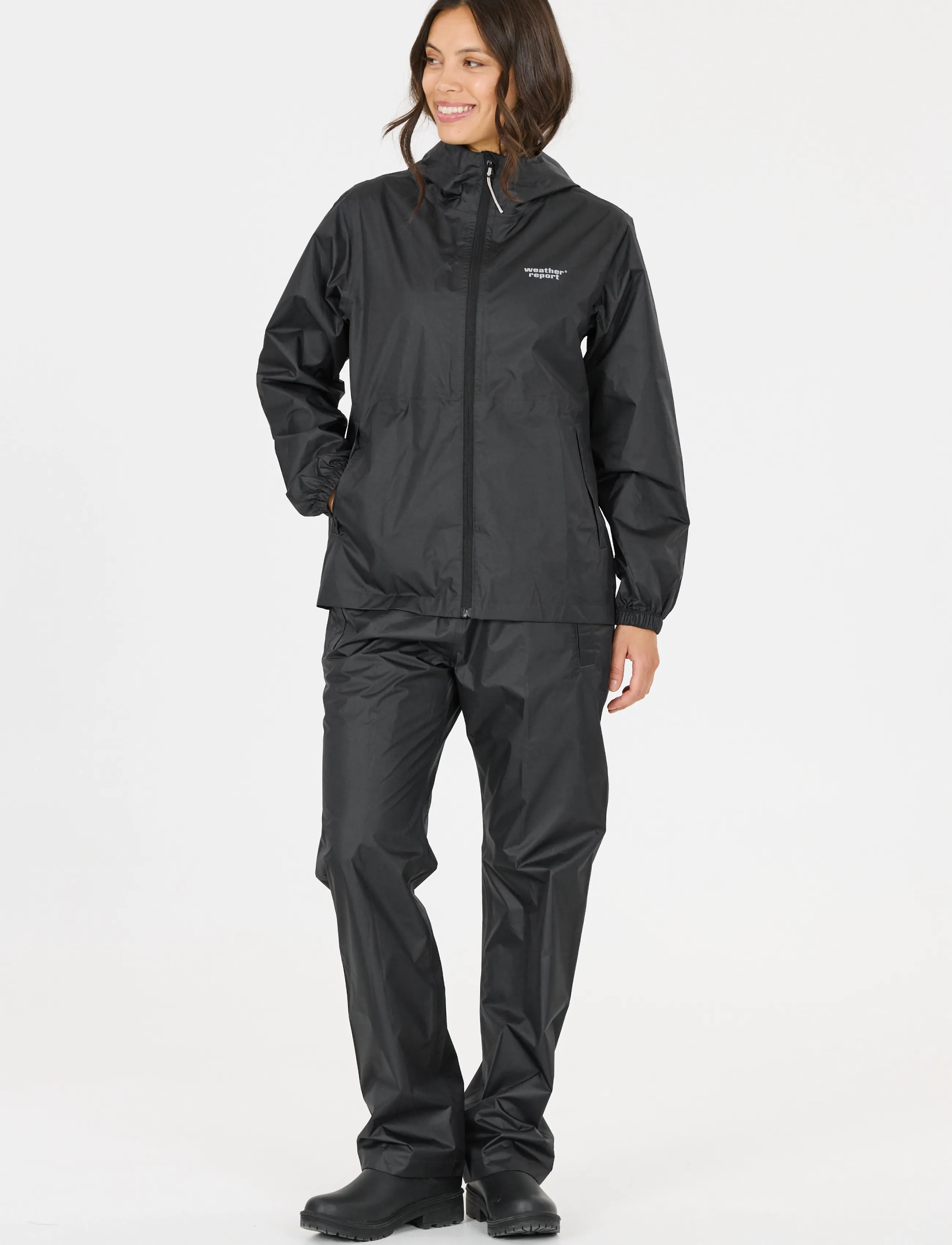 Weather Report Pack'way W Packable Jacket W-Pro 10, 36, Sport Rainwear, Schwarz - Raincoats, Frauen