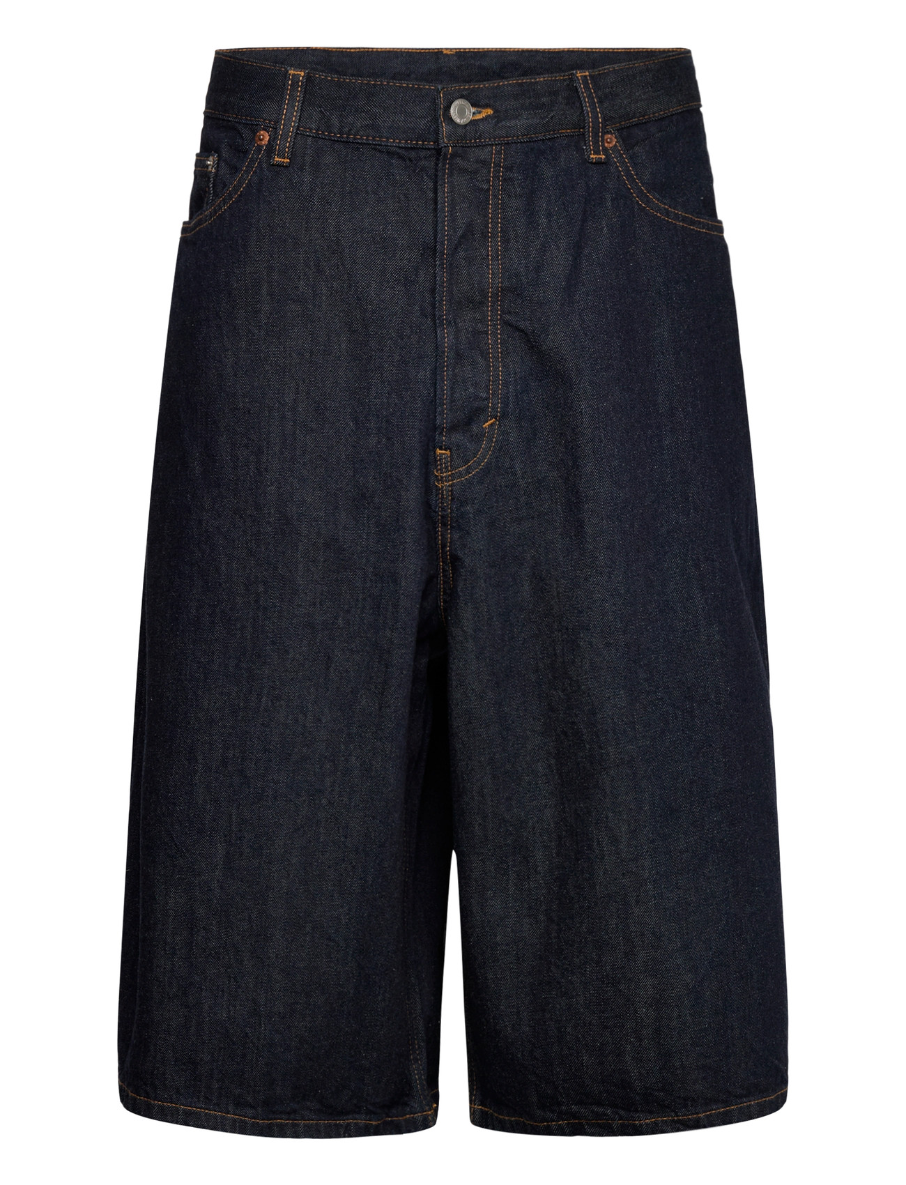 Weekday Void Mid Rise Loose Long Denim Shorts - Blue - 27 2