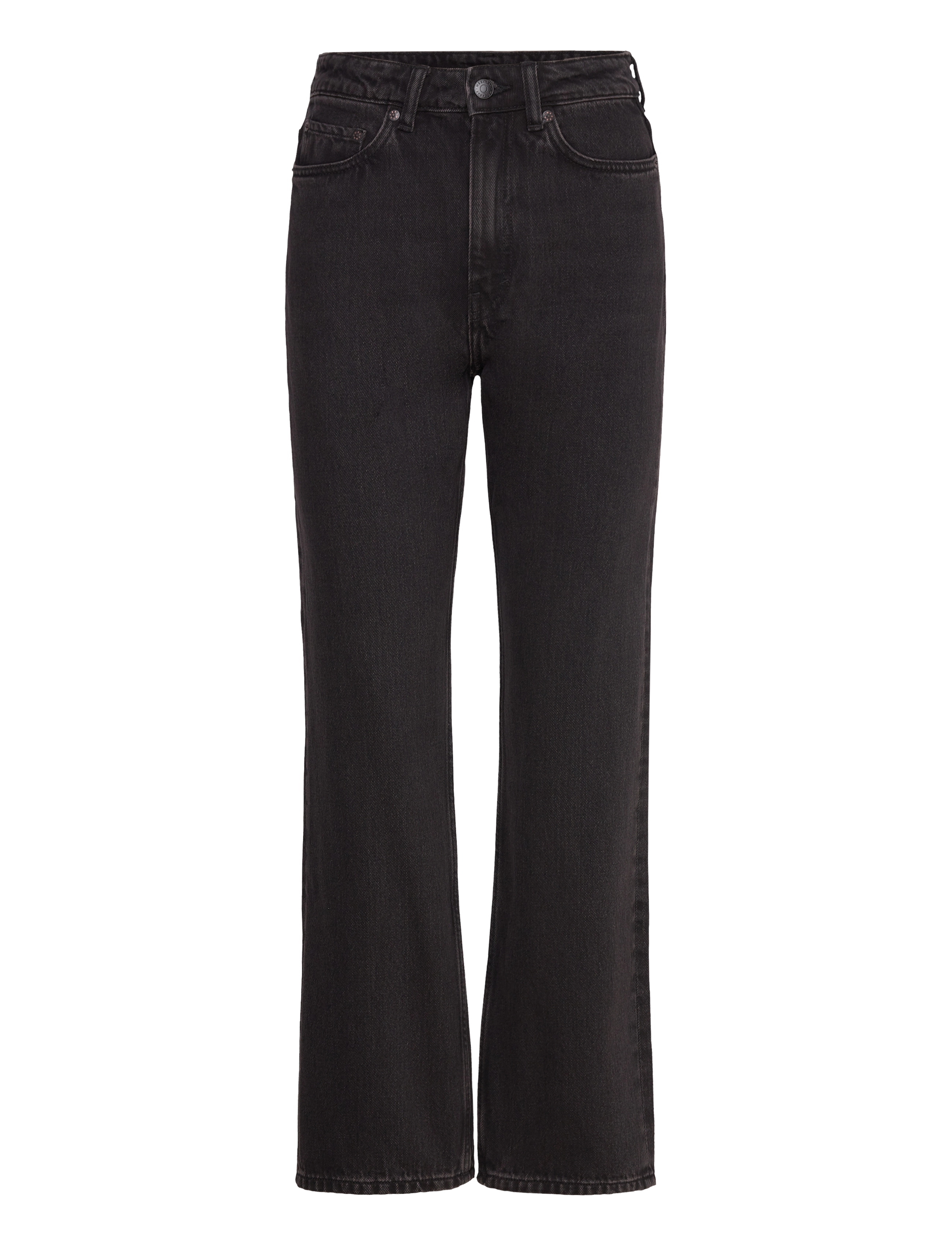 Weekday Rowe Super High Waisted Regular Straight Leg Jeans, 24 x 32, Black, Jeans > Lige-Almindelige, Dame