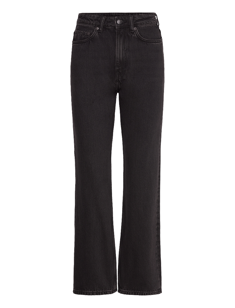 Weekday - Rowe Super High Waisted Regular Straight Leg Jeans - sirge säärega teksad - echo black - 0