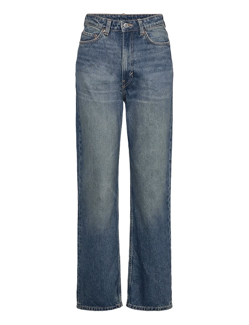 Weekday - Rowe Super High Waisted Regular Straight Leg Jeans - sirge säärega teksad - iron blue - 0