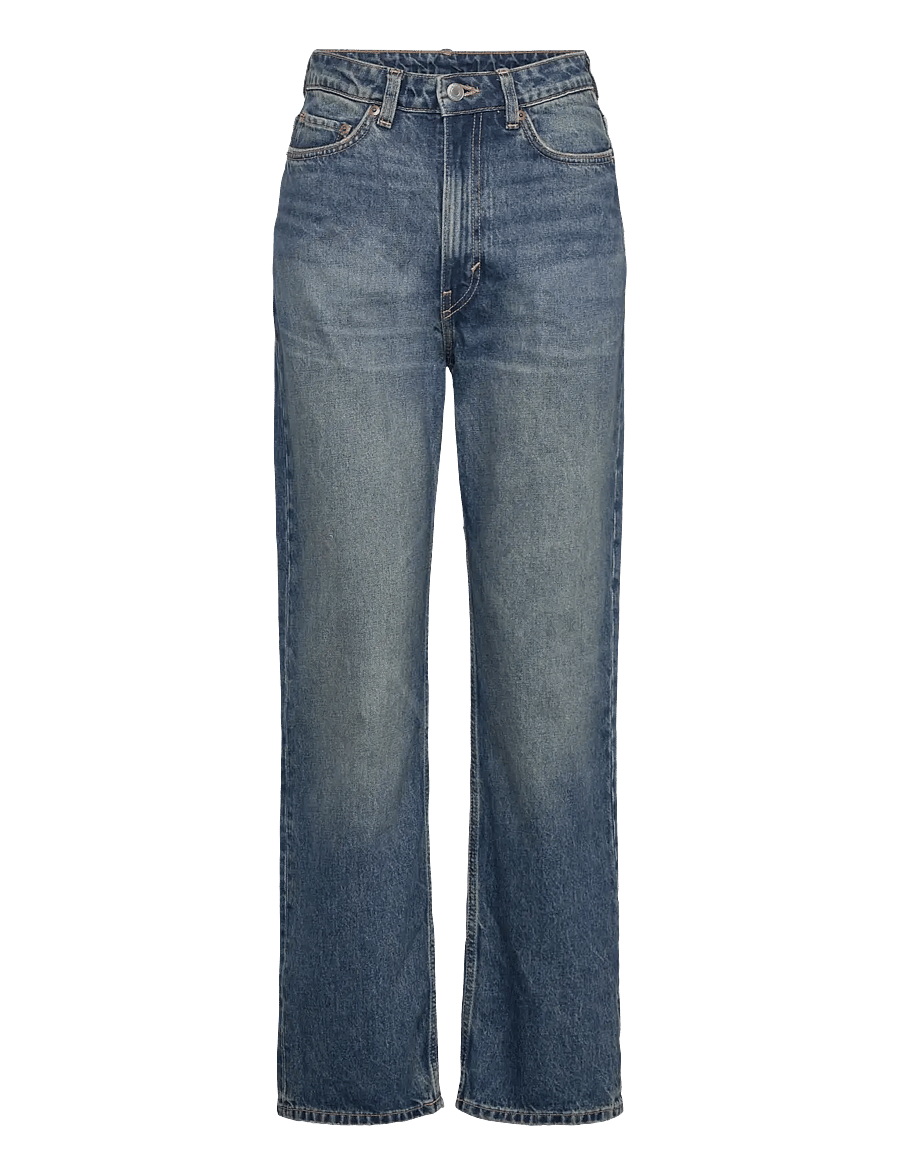 Weekday - Rowe Super High Waisted Regular Straight Leg Jeans - sirge säärega teksad - iron blue - 0