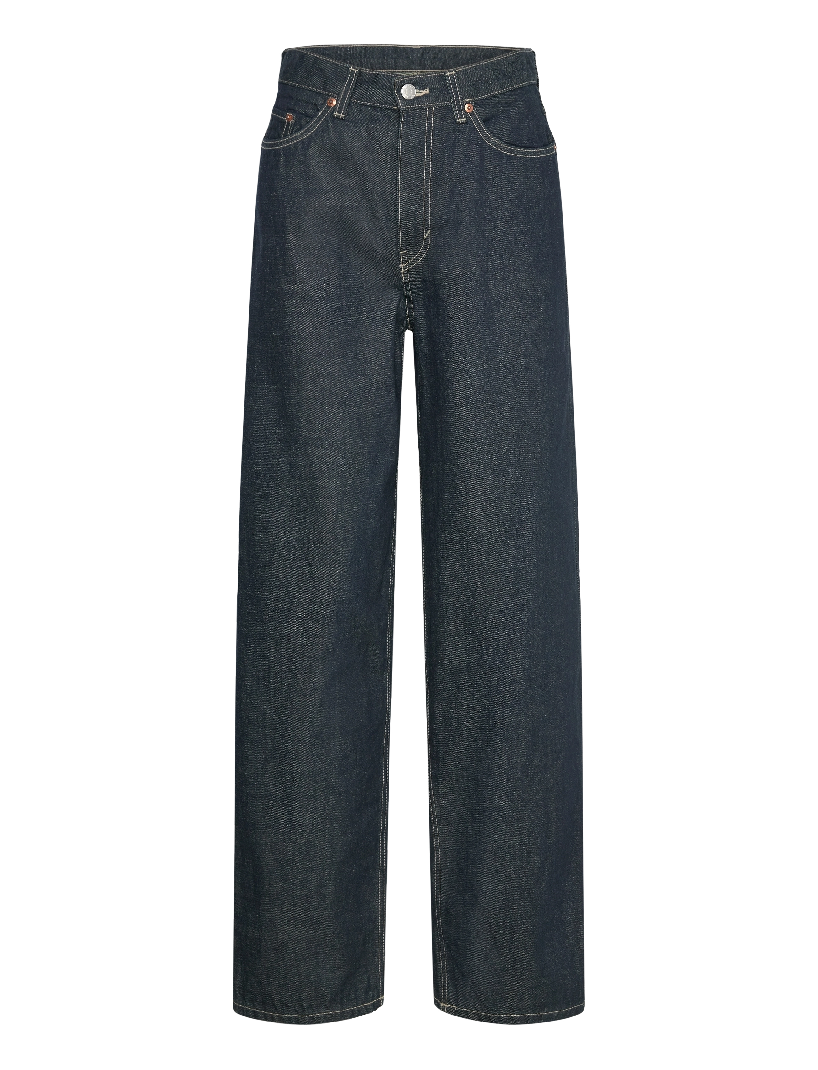 Weekday Rail Mid Loose Jeans, 24 x 32, Marineblau - Wide, Frauen