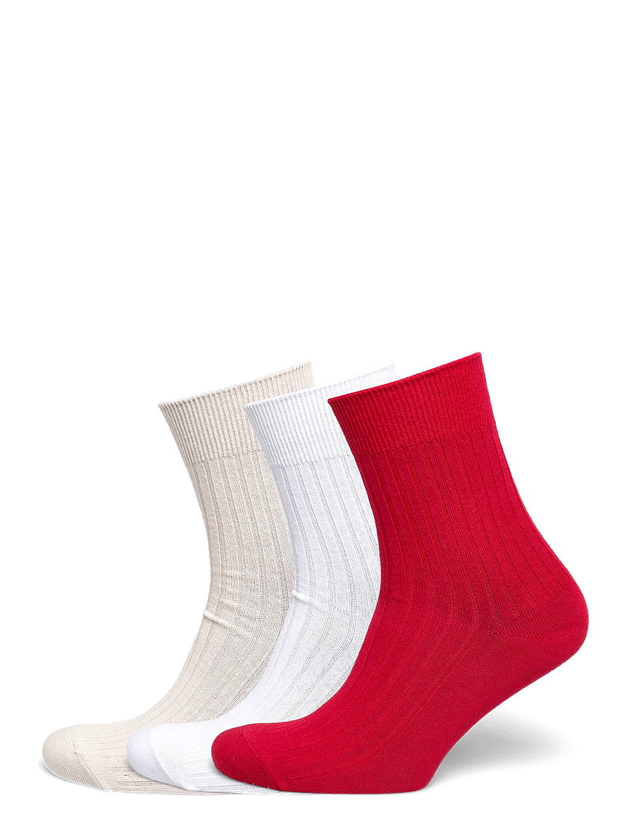 Weekday - 3-pack Ribbed Crew Socks - normale socken - red dark - 0