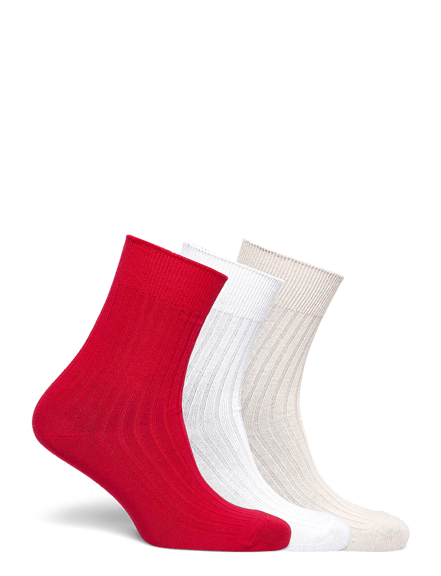Weekday - 3-pack Ribbed Crew Socks - normale socken - red dark - 1