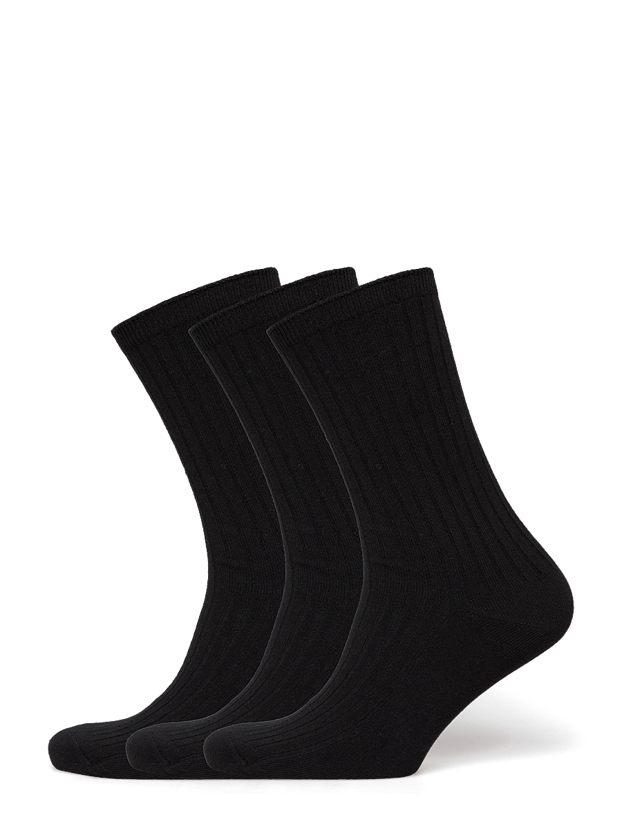 Weekday - 3-pack Rib Socks - crew socks - black - 0