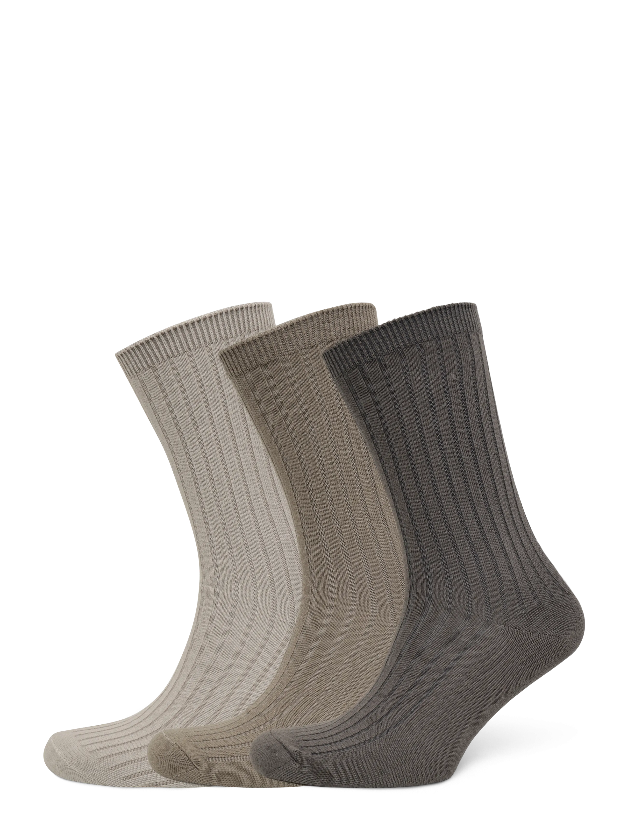 Weekday 3-pack Rib Socks - Sukat - MOLE MEDIUM DUSTY / brown