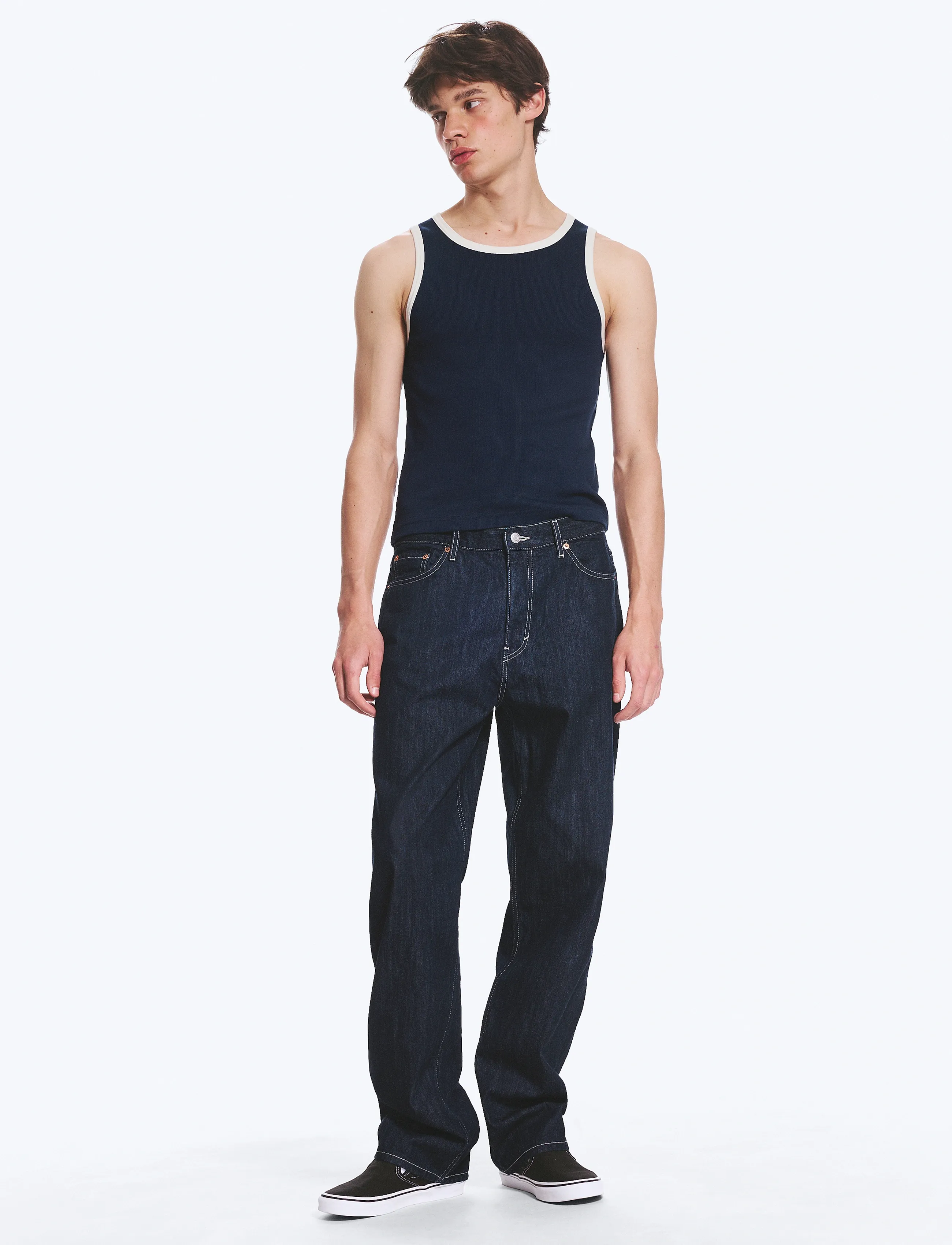 Weekday Galaxy Mid Rise Loose Straight Jeans, Mænd, Løse Lige Ben Jeans Med Midt Talje, Navy, Str: 33 x 34