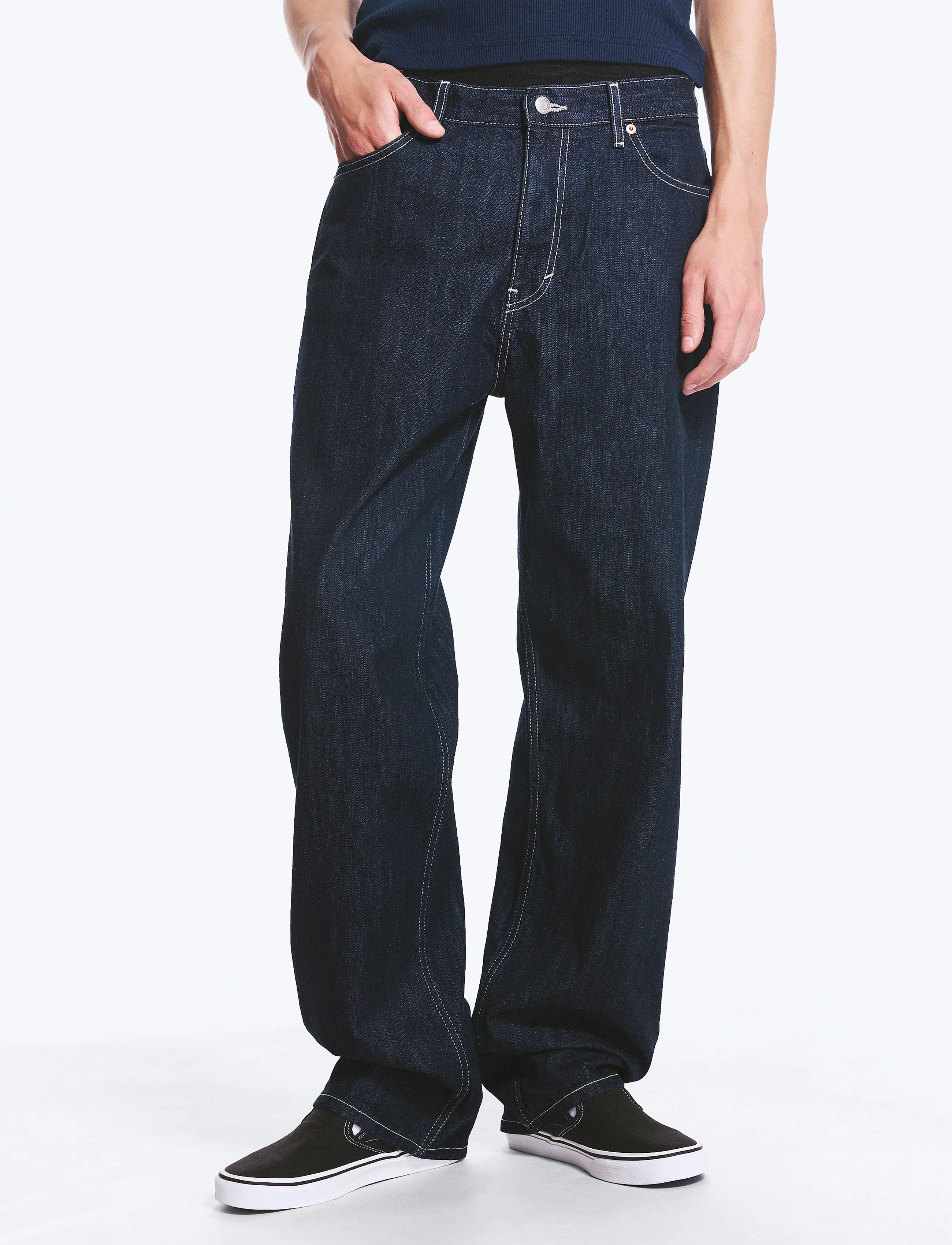 Weekday - Galaxy Mid Rise Loose Straight Leg Unisex Jeans - alt laienevad teksad - blue rinse - 5