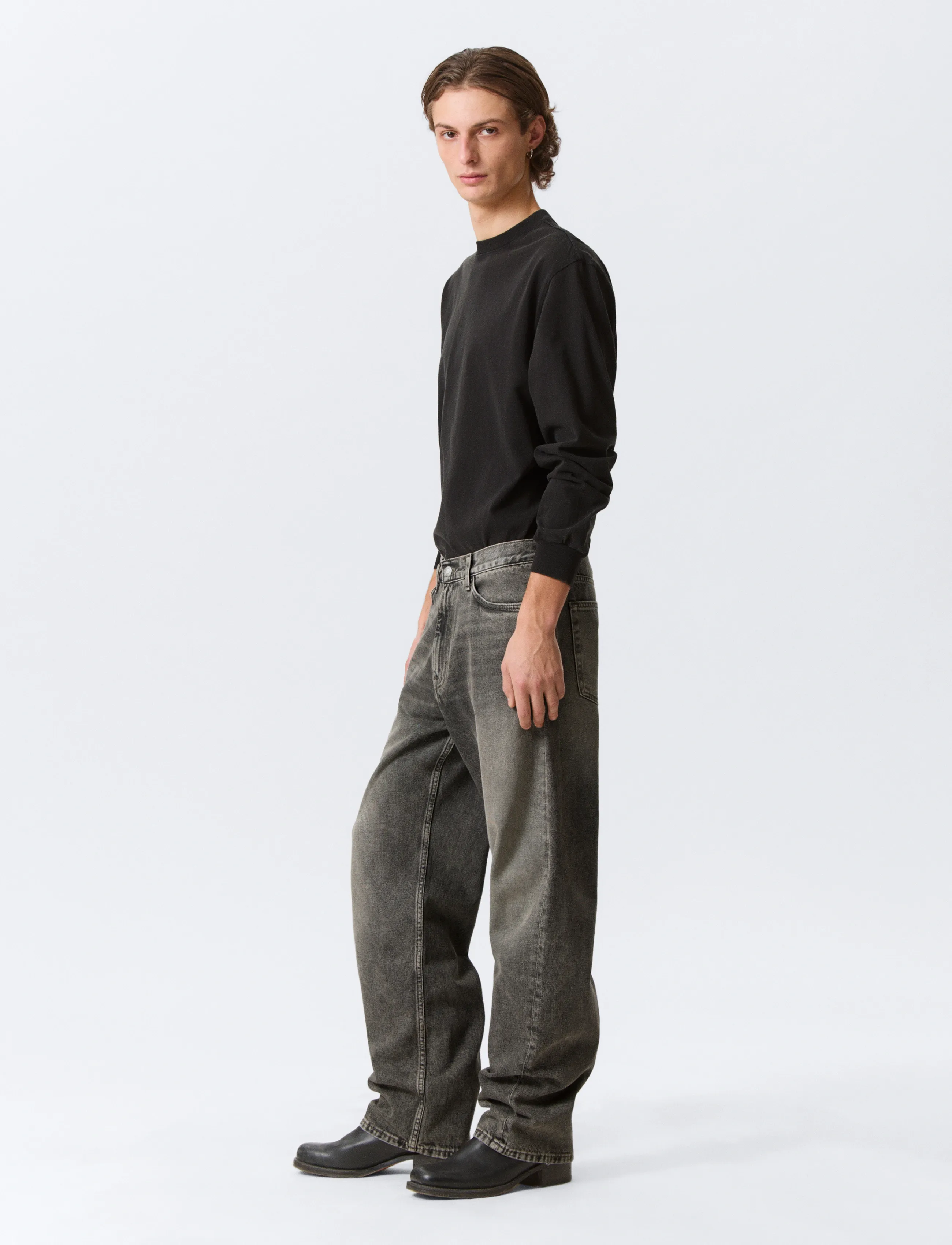 Weekday - Galaxy Mid Rise Loose Straight Leg Unisex Jeans - loose jeans - redondo black - 3