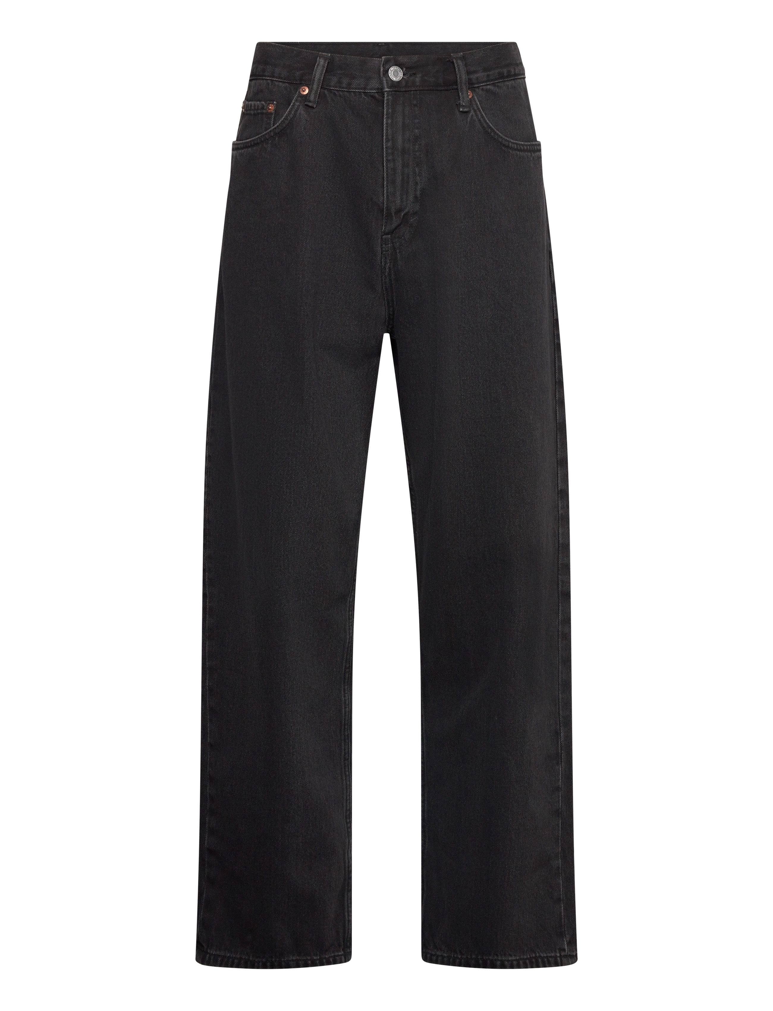 Weekday Galaxy Mid Rise Loose Straight Unisex Jeans - Jeans - TUNED BLACK / black