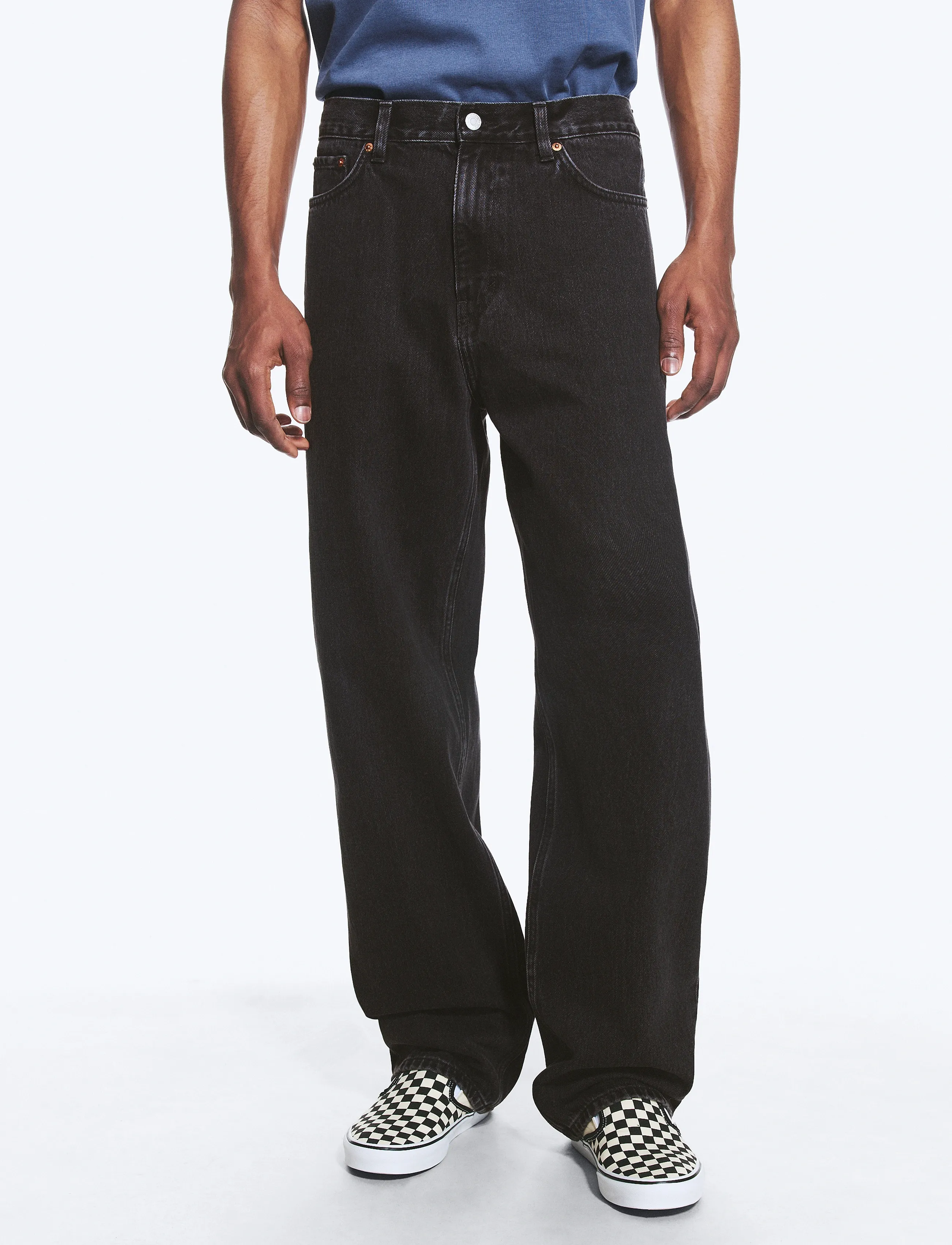 Weekday - Galaxy Mid Rise Loose Straight Leg Unisex Jeans - loose jeans - tuned black - 5