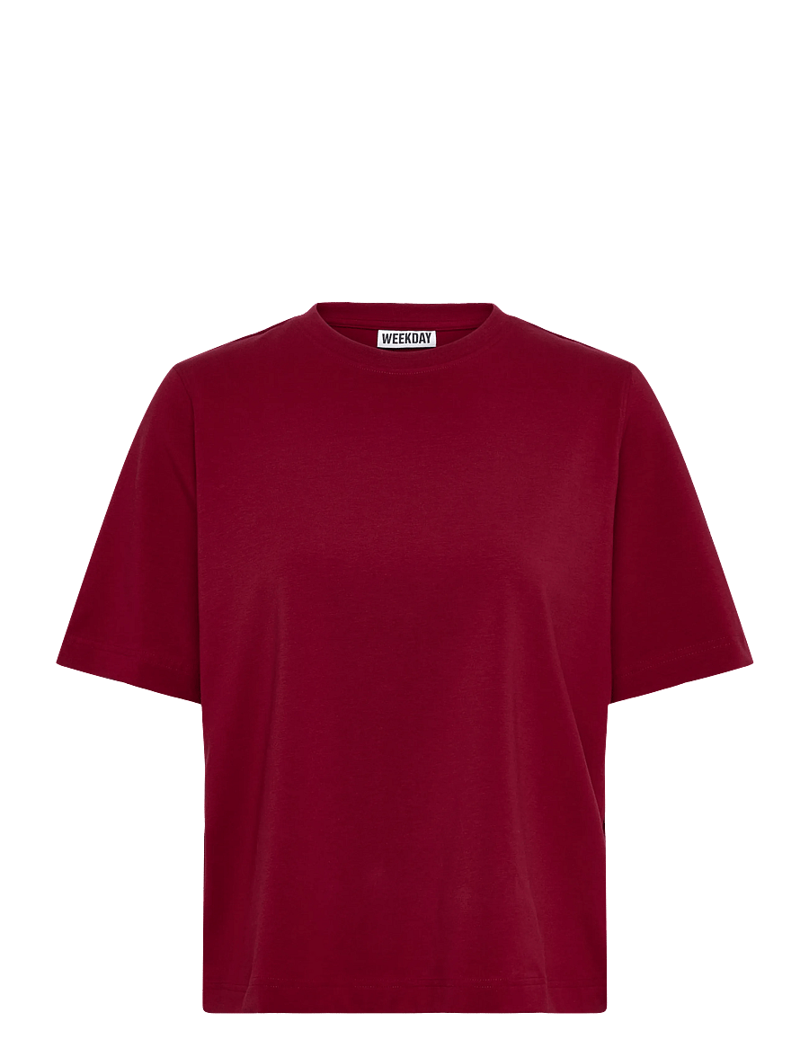 Weekday - Perfect Boxy T-shirt - t-särgid - cherry red - 0