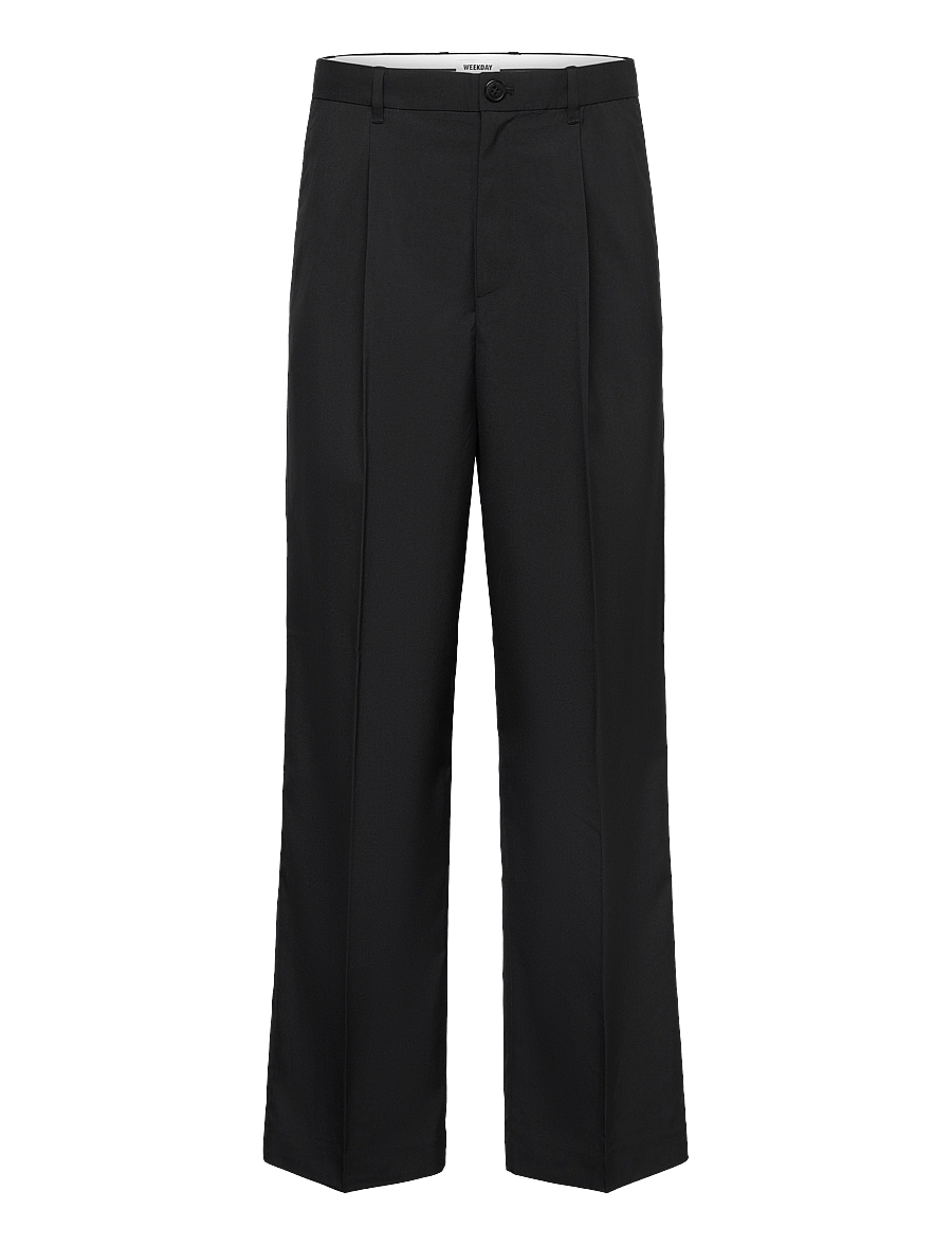 Weekday - Uno Loose Suit Trousers - kostymbyxor - black - 1