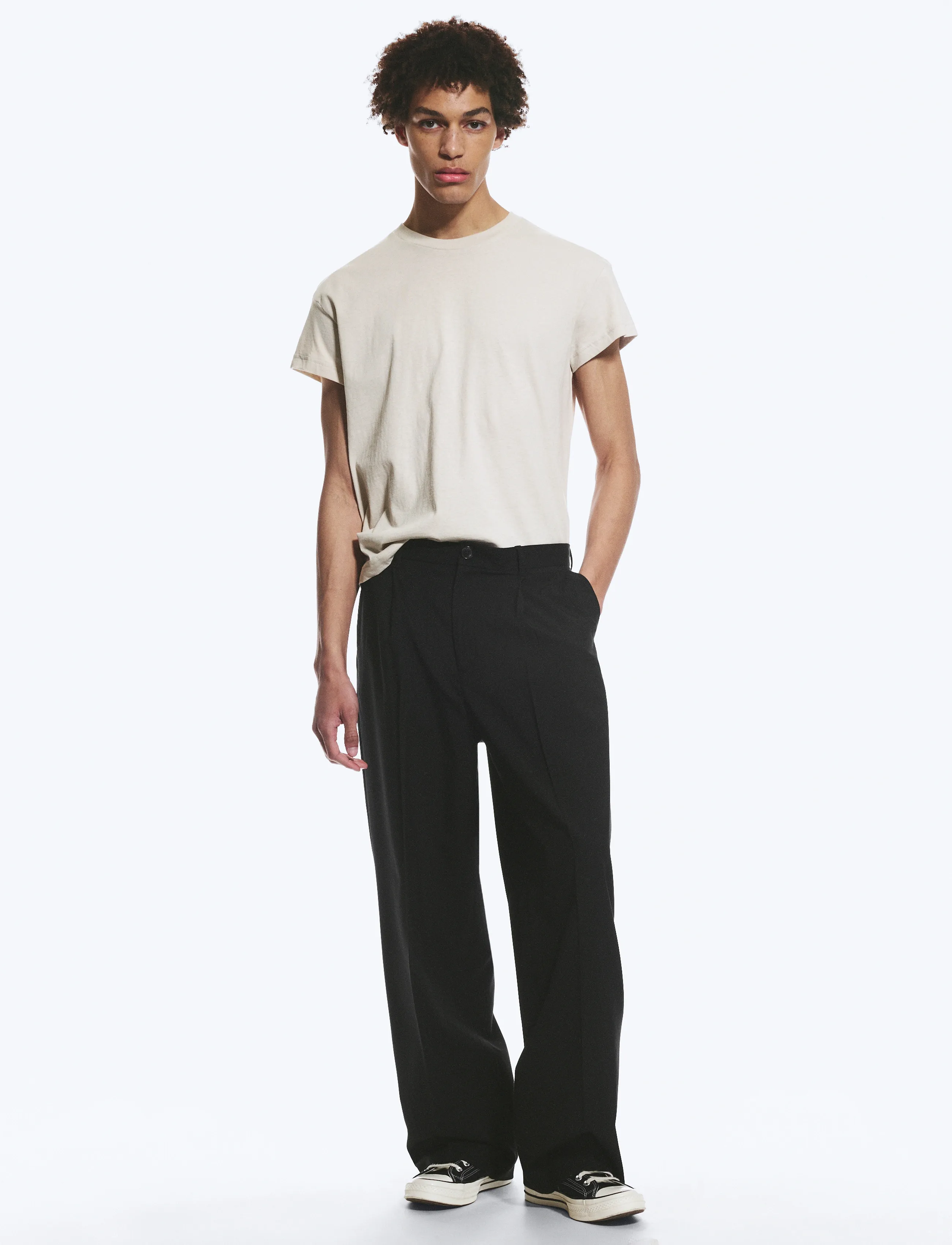 Weekday Uno Loose Suit Trousers, 54, Black, Bukser > Afslappet, Herre