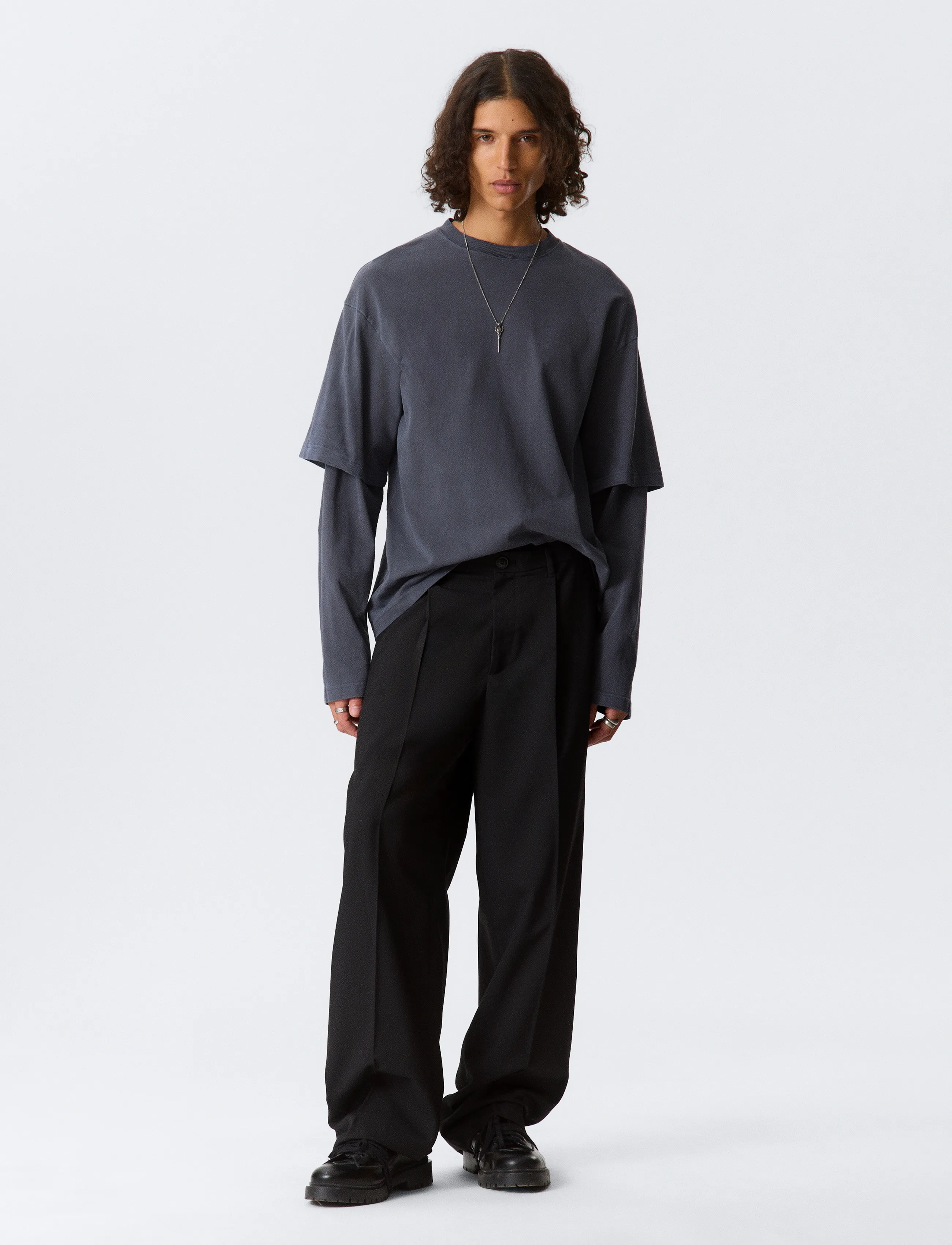 Weekday Uno Loose Suit Trousers - Anzüge & Sakkos - BLACK / black