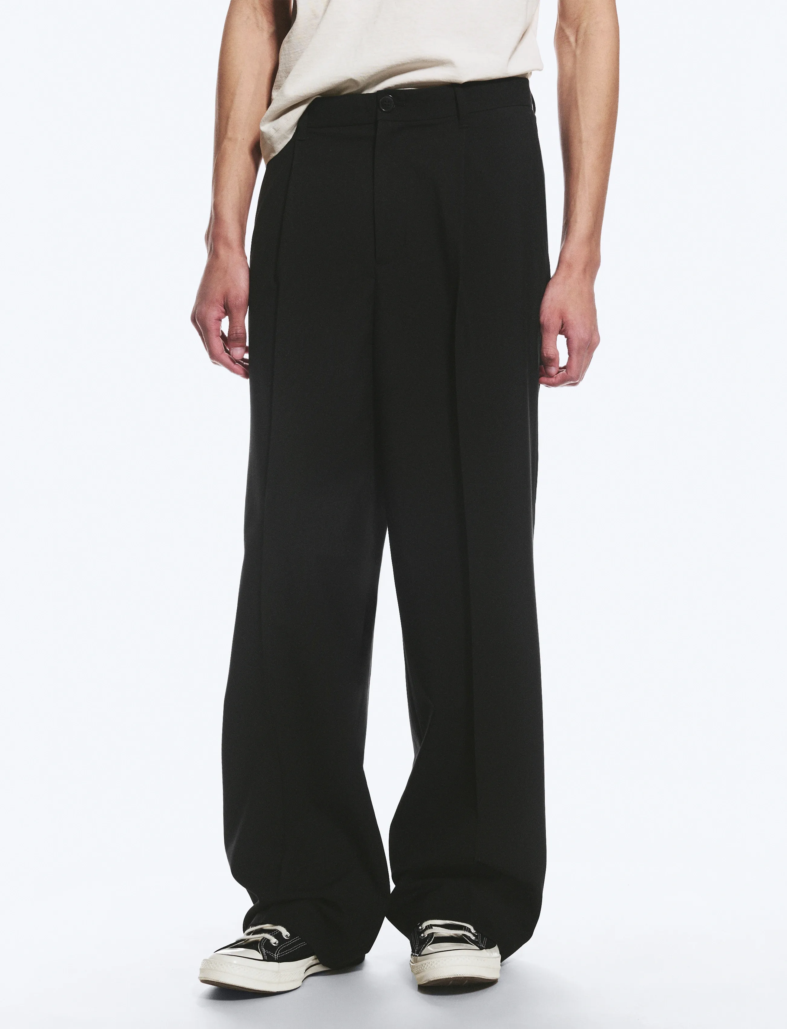 Weekday - Uno Loose Suit Trousers - kostymbyxor - black - 5