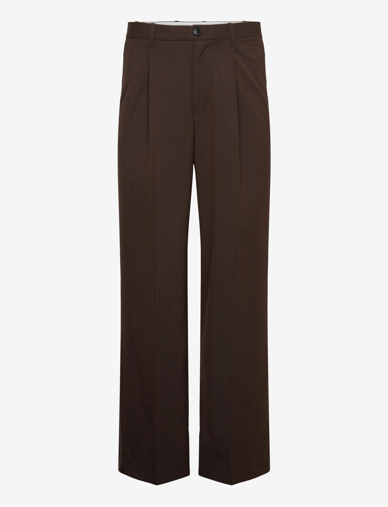 Weekday - Uno Loose Suit Trousers - casual bukser - brown dark - 0