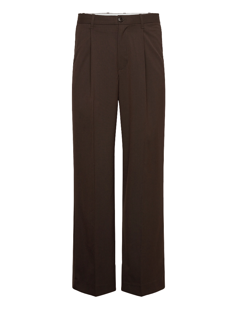 Weekday - Uno Loose Suit Trousers - casual bukser - brown dark - 0