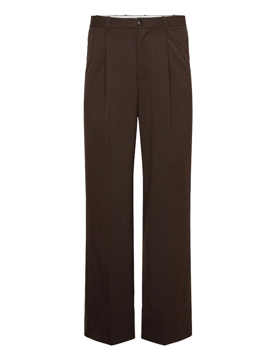 Weekday - Uno Loose Suit Trousers - kostymbyxor - brown dark - 0