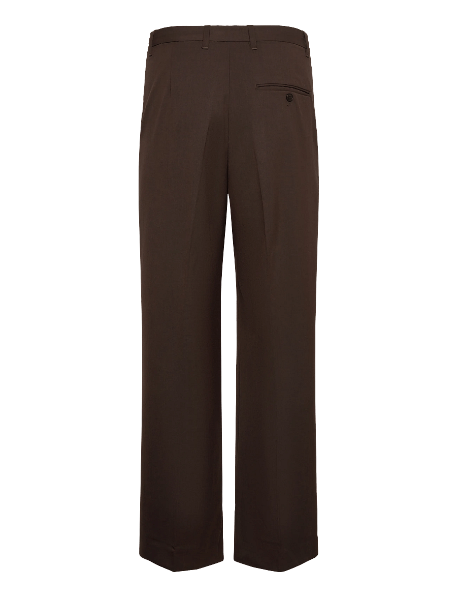 Weekday - Uno Loose Suit Trousers - kostymbyxor - brown dark - 1
