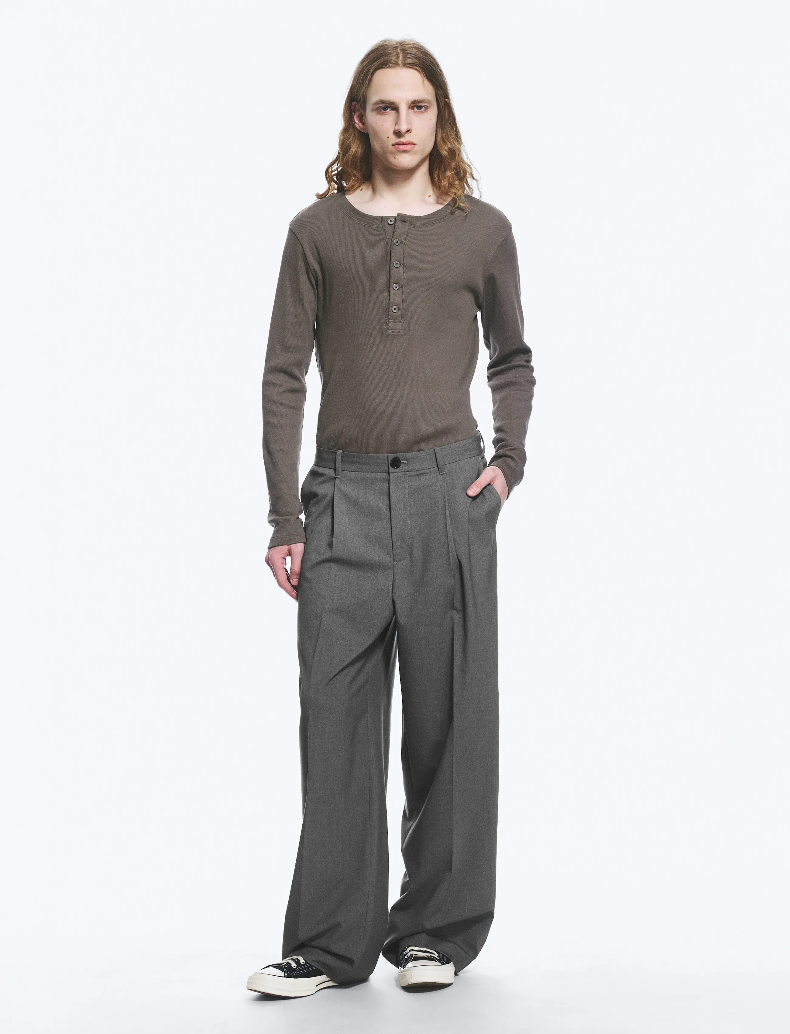 Weekday Uno Loose Suit Trousers, 48, Grey, Bukser > Afslappet, Herre