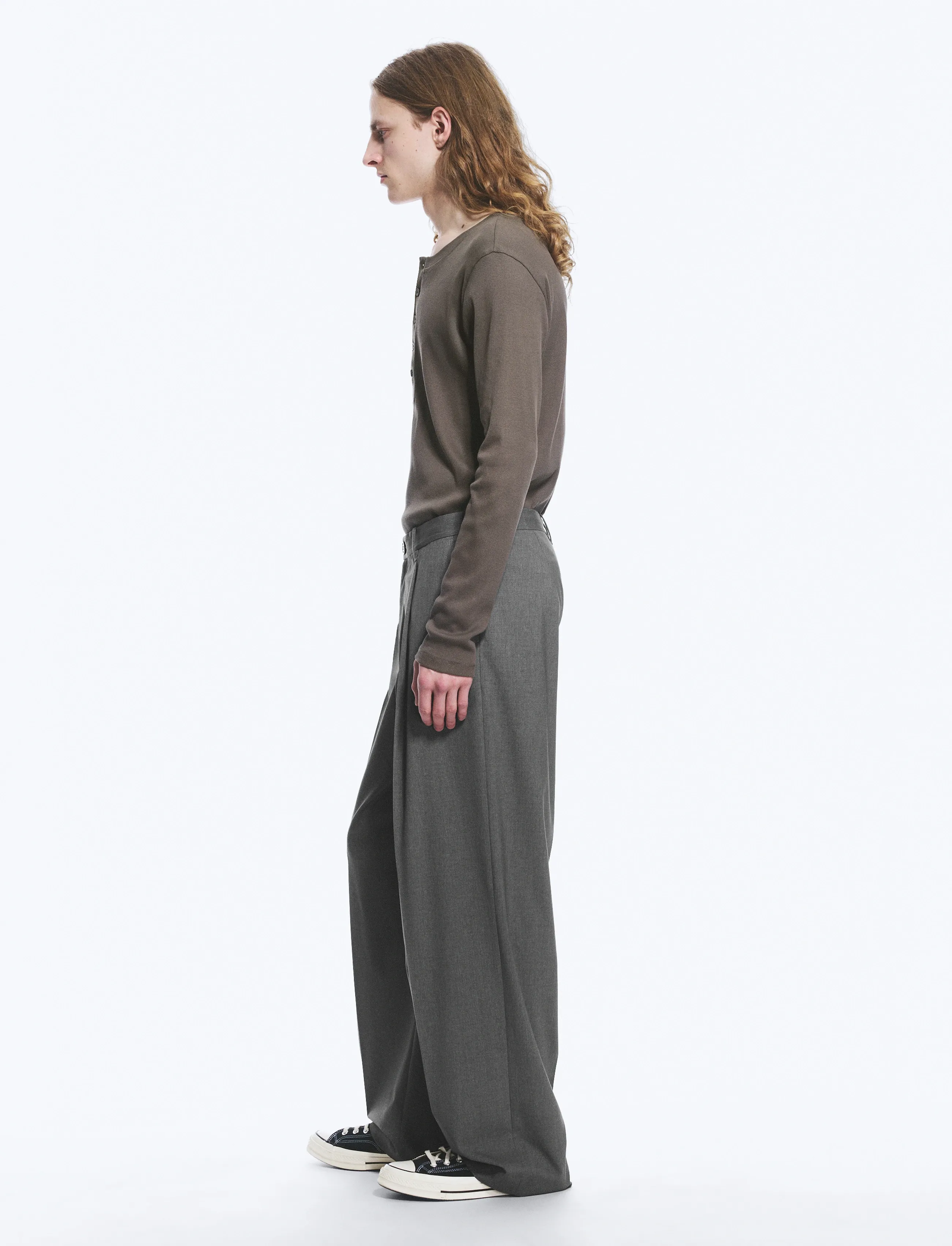 Weekday - Uno Loose Suit Trousers - anzugshosen - grey melange - 3