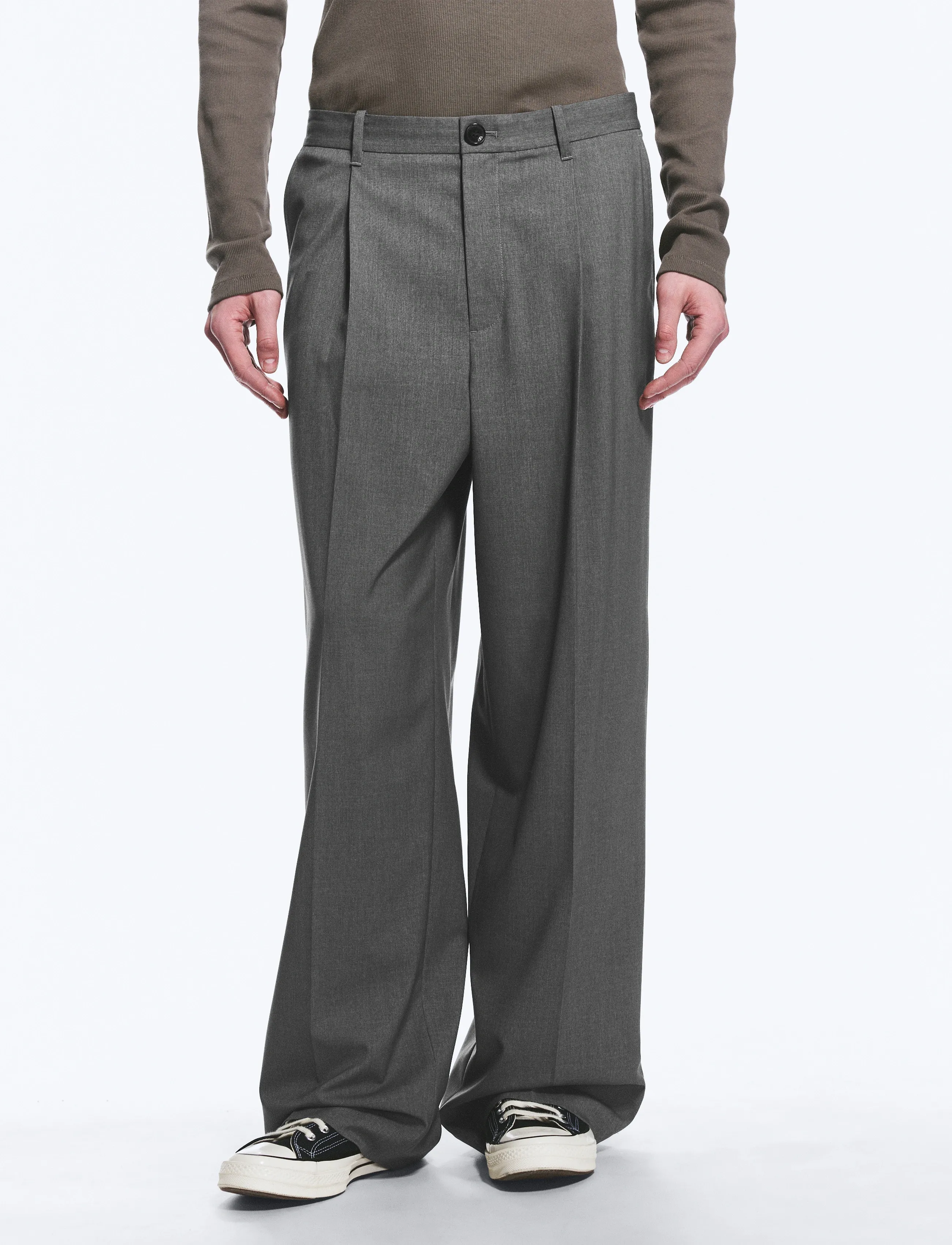 Weekday - Uno Loose Suit Trousers - anzugshosen - grey melange - 5