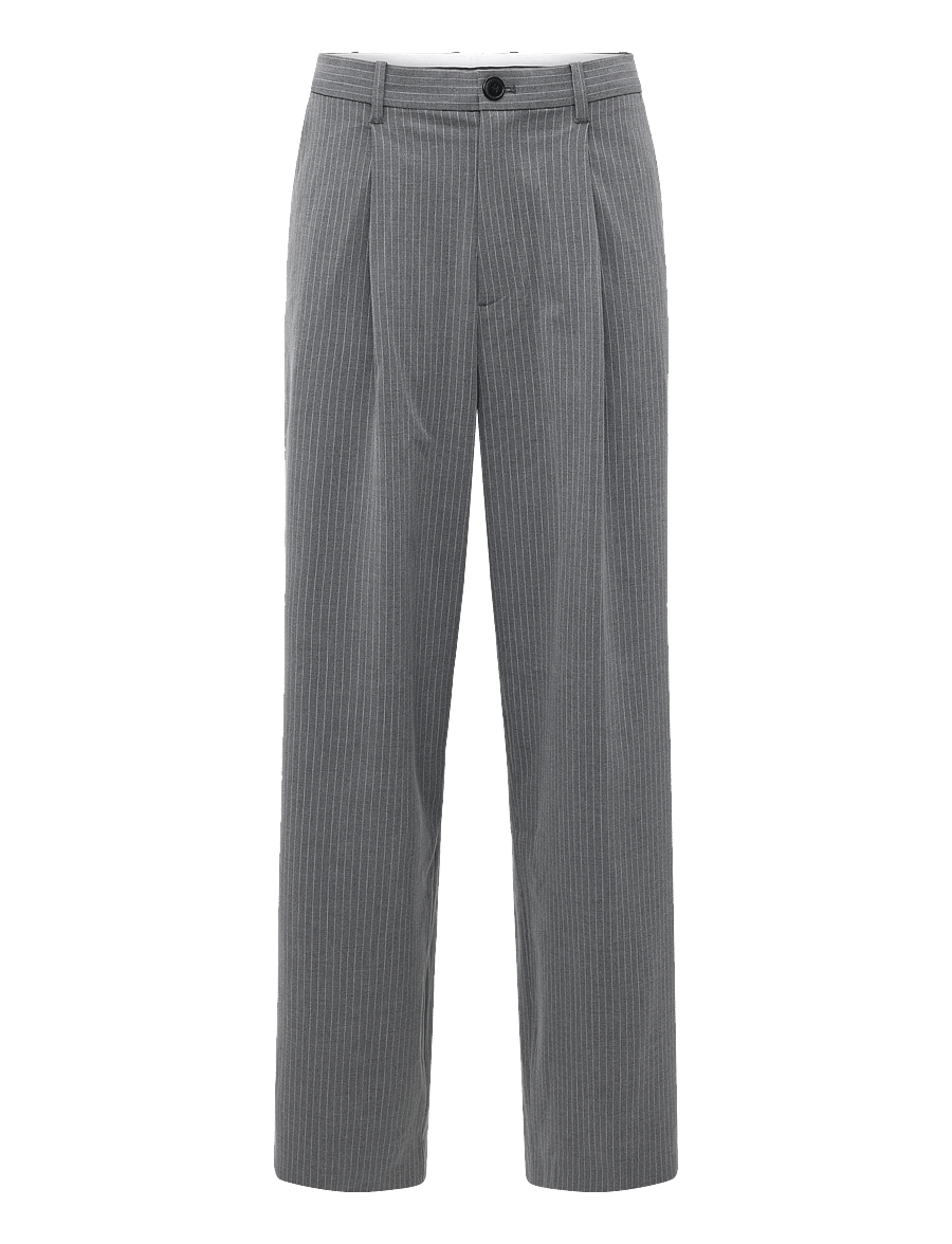 Weekday - Uno Loose Suit Trousers - kostymbyxor - grey pinstripe - 0
