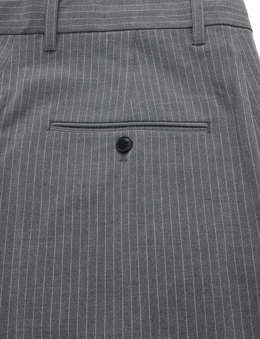 Weekday - Uno Loose Suit Trousers - kostymbyxor - grey pinstripe - 4