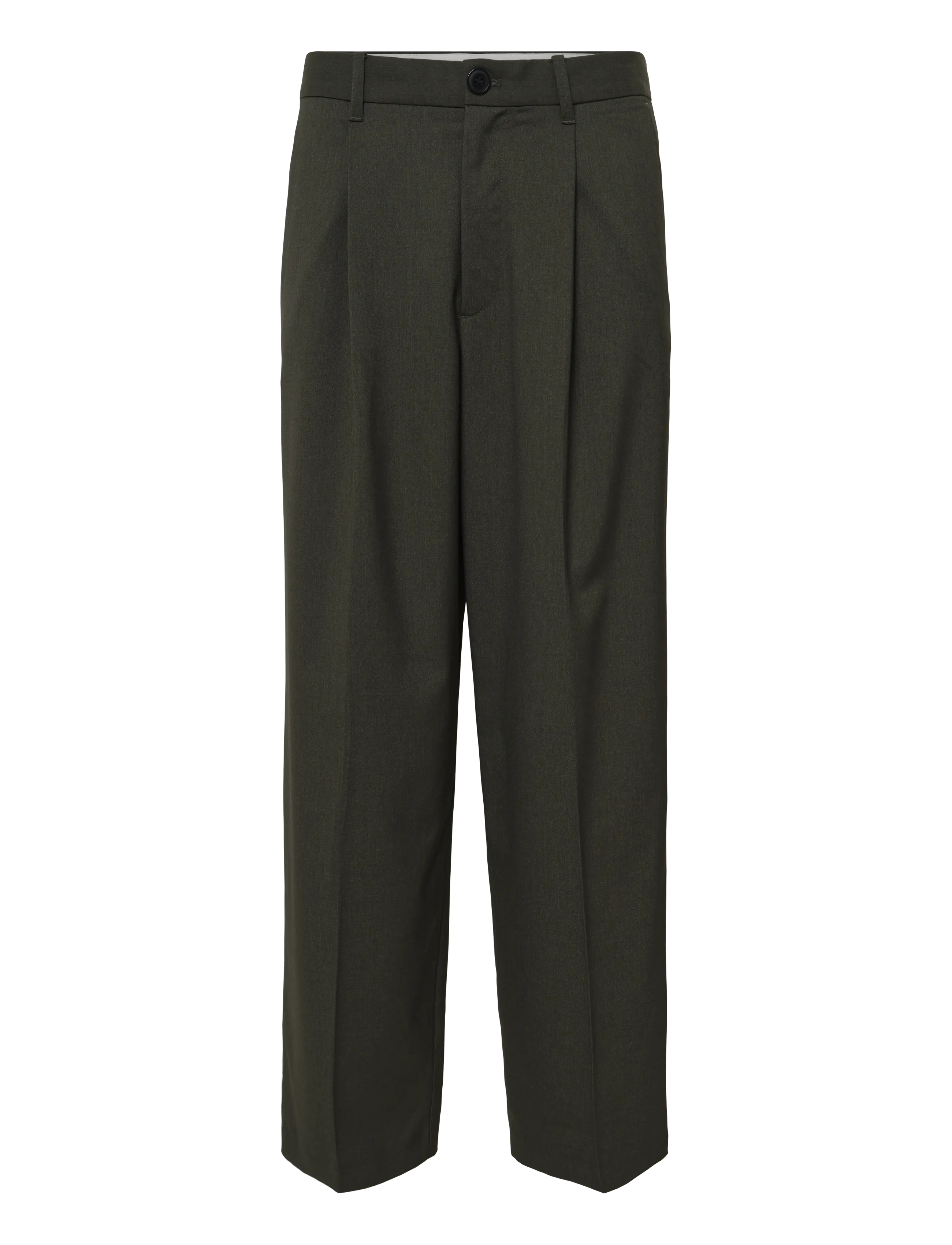 Weekday Uno Loose Suit Trousers - Pidulikud püksid - KHAKI GREEN MELANGE / khaki/green