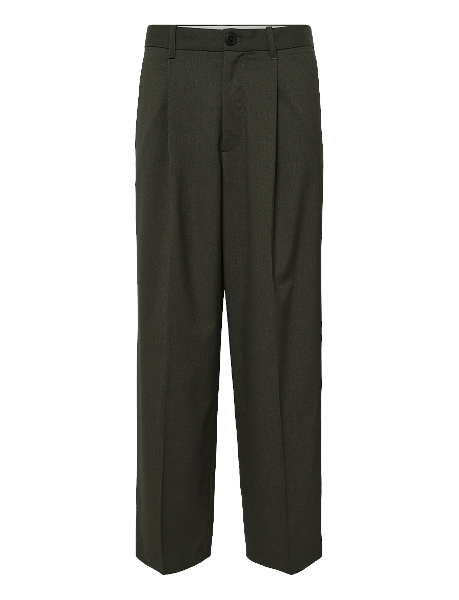 Weekday - Uno Loose Suit Trousers - Ülikonnapüksid - khaki green melange - 0