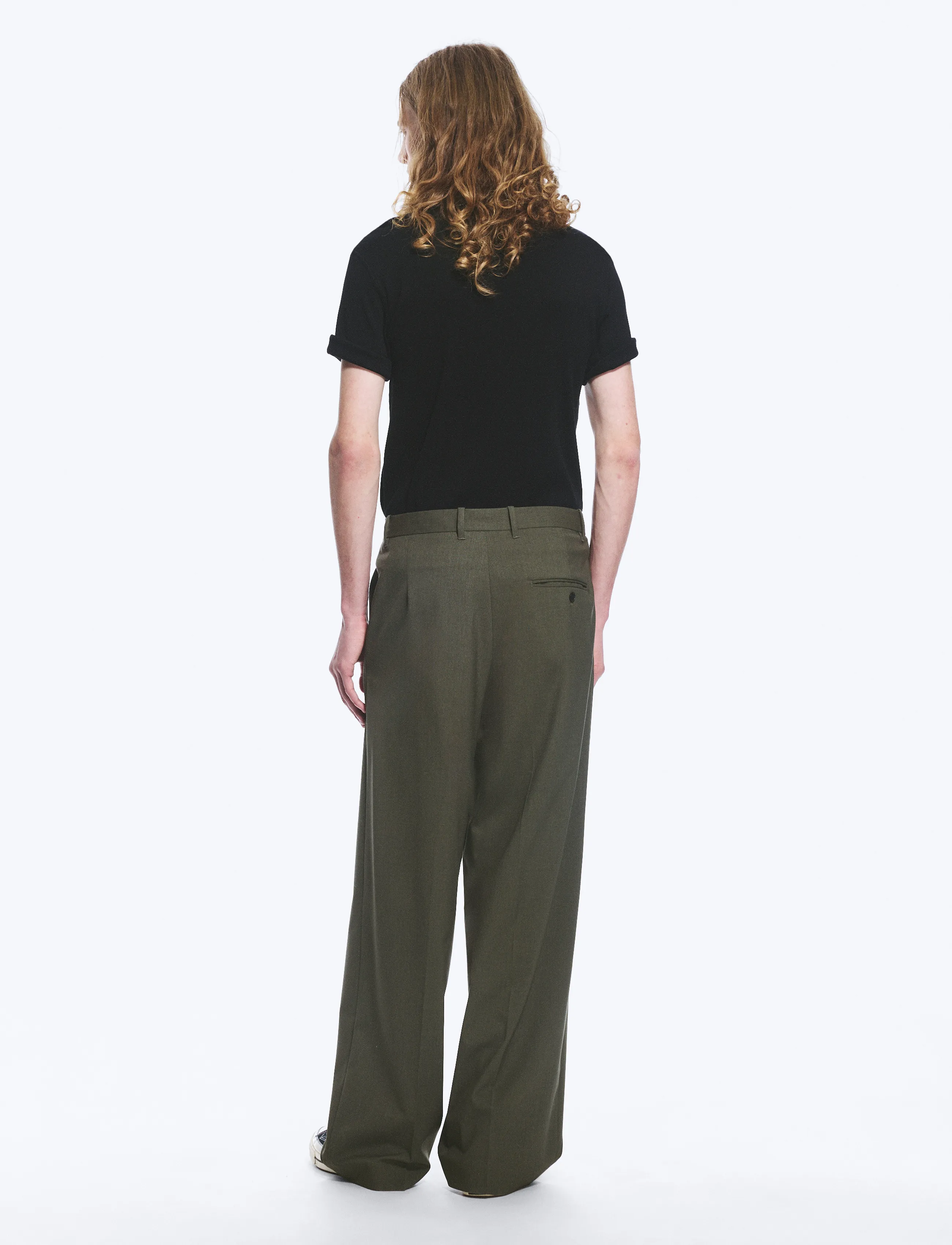 Weekday - Uno Loose Suit Trousers - anzugshosen - khaki green melange - 4