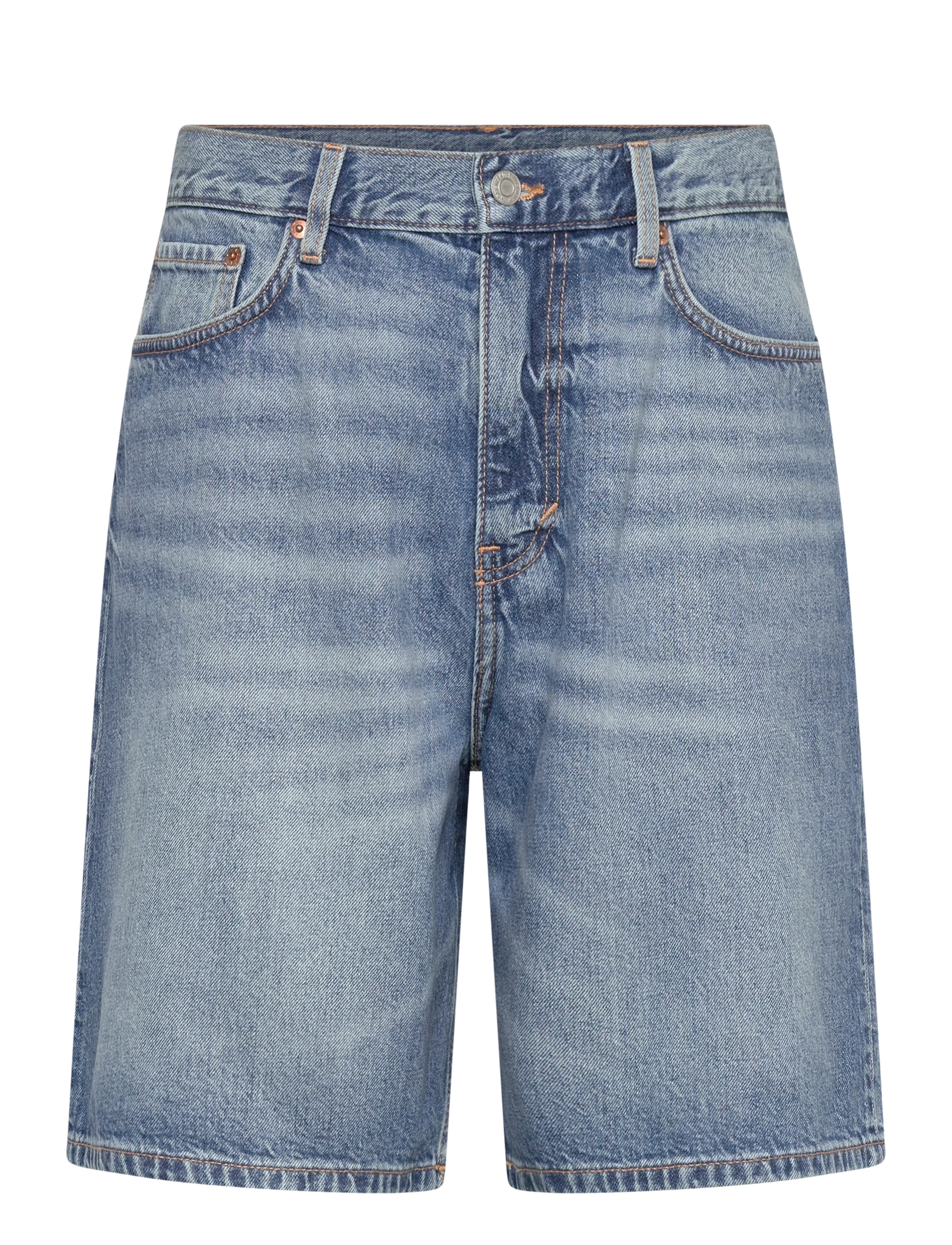 Weekday Galaxy Mid Rise Loose Denim Shorts, 31, Blau - Denim, Frauen