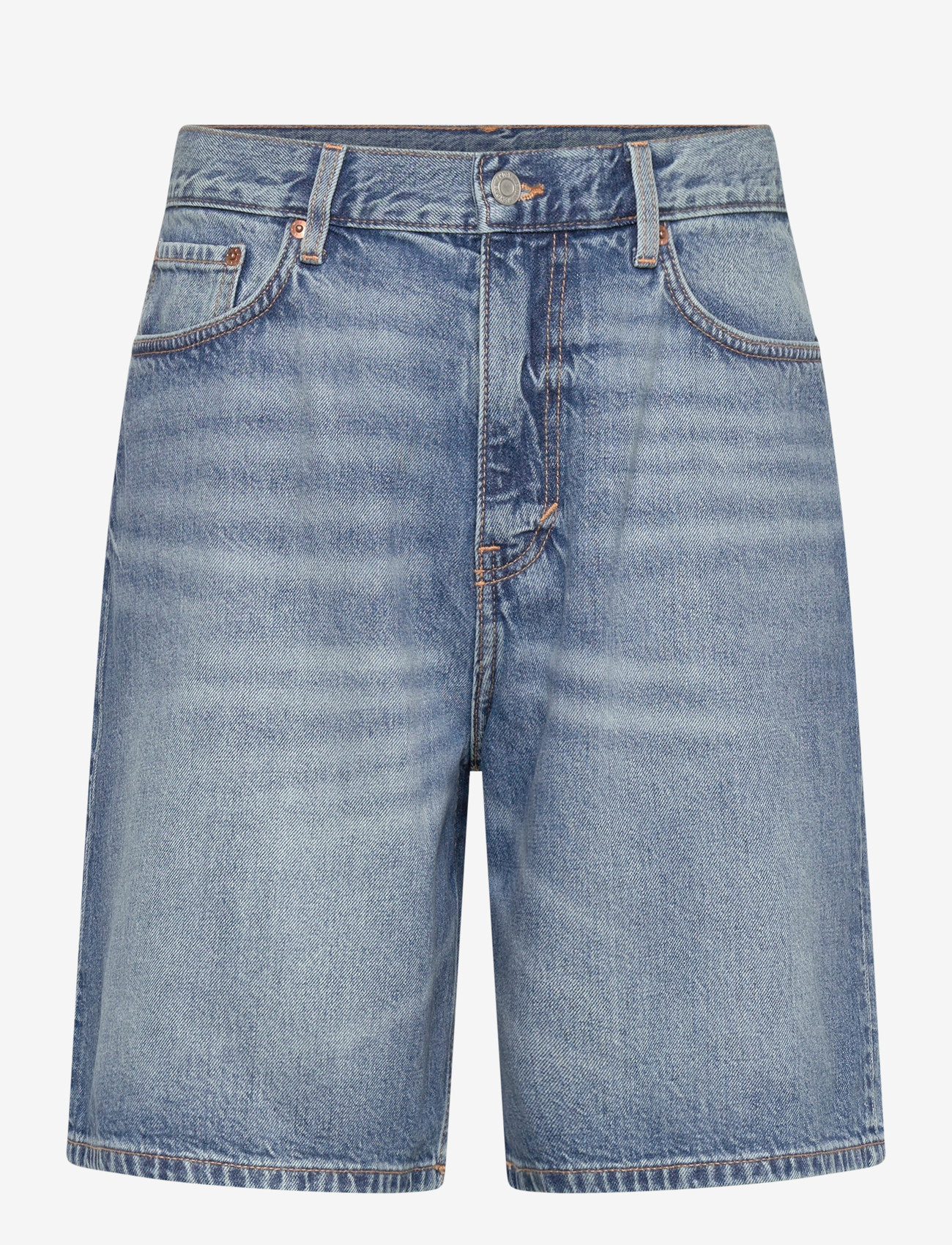 Weekday - Galaxy Mid Rise Loose Denim Shorts - jorts - blue horses - 1